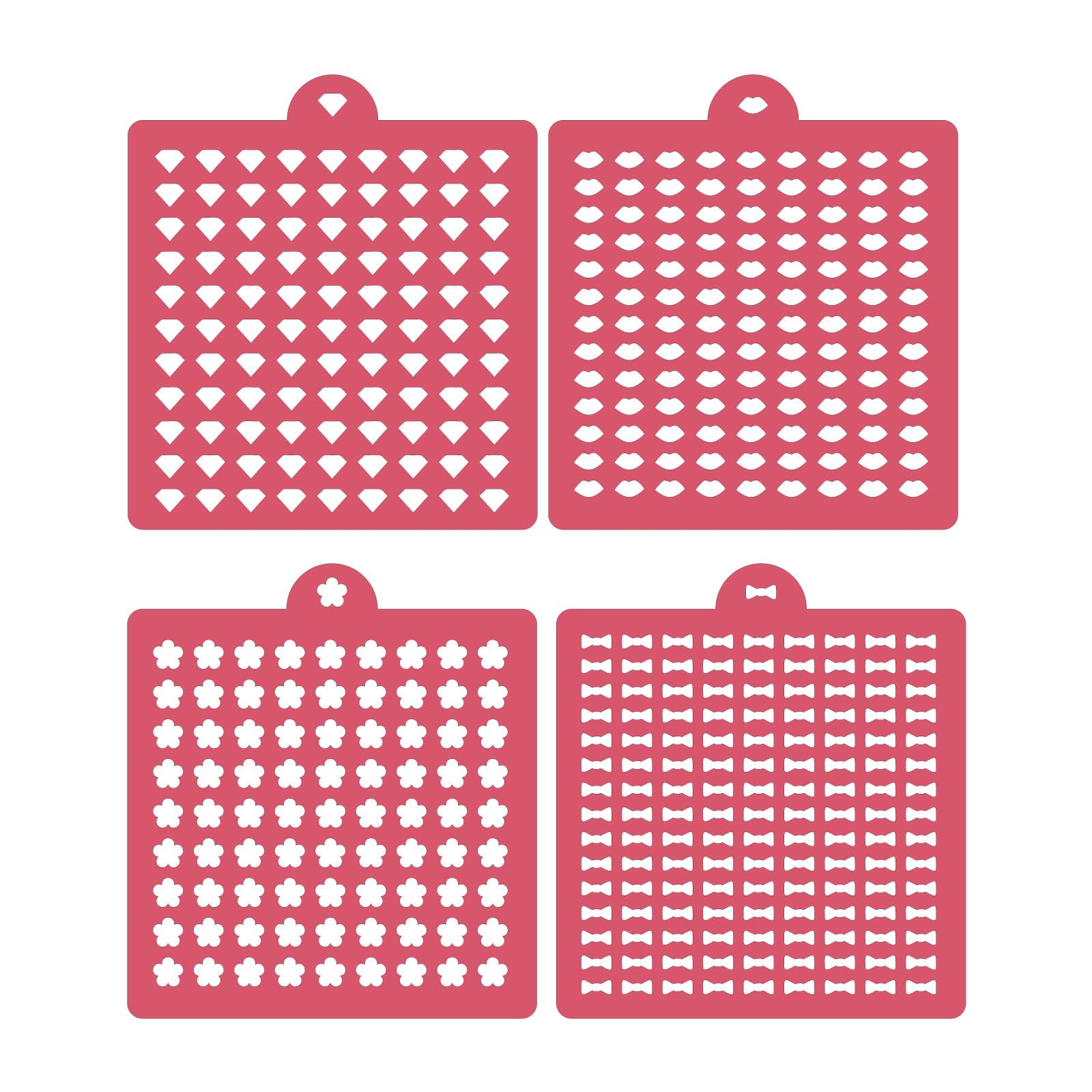 4 Pack Reusable Royal Icing Sprinkle Stencils Gem Glitter Stencils Bakery Stencil Template Set for Cookie Cake and Cupcake,Craft
