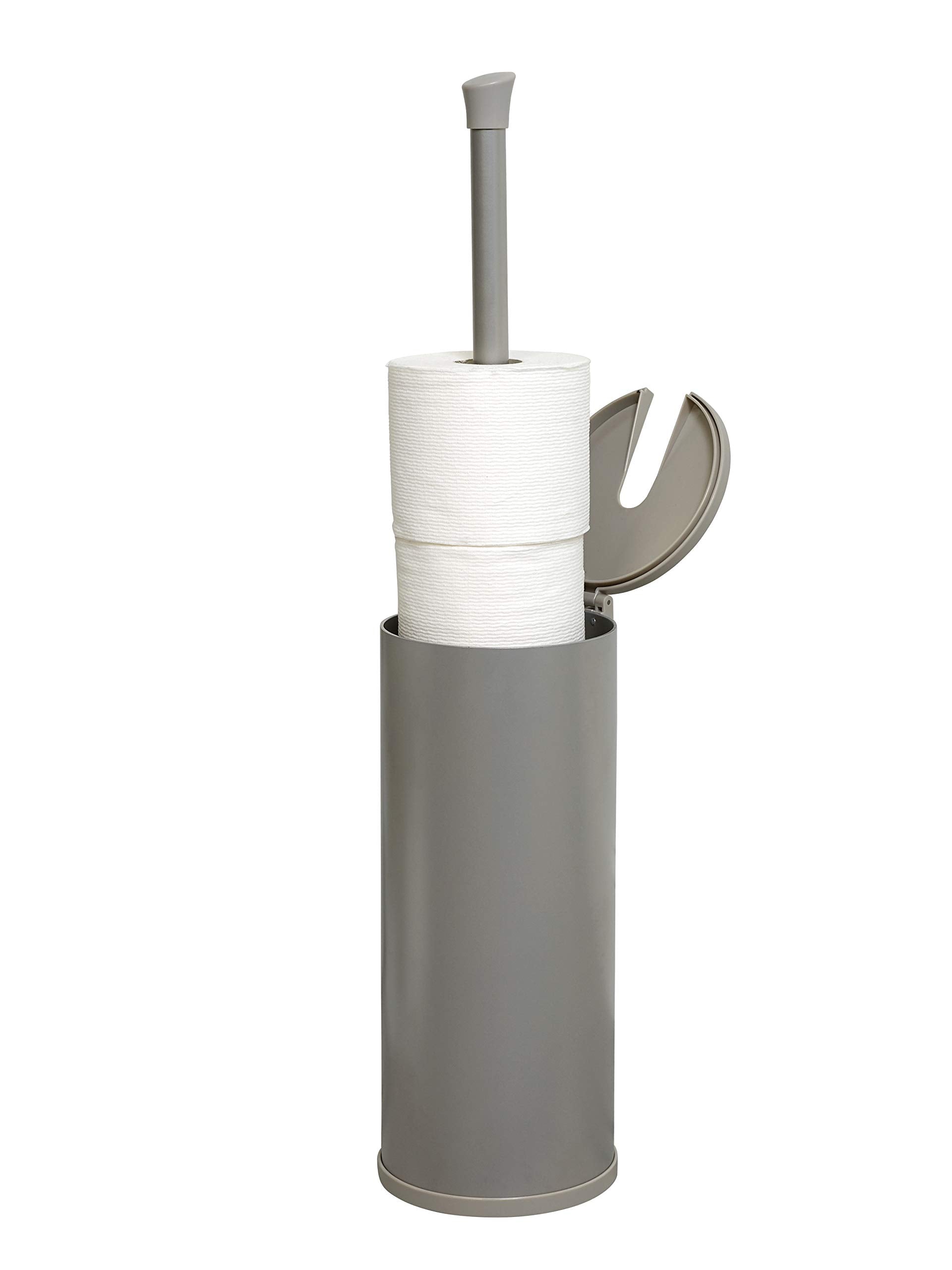 Zenna Home Easy Access Toilet Paper Holder With Lid, Rustproof, Brushed Nickel - Toilet Paper Holder, Holds 3 Rolls, Modern Toil