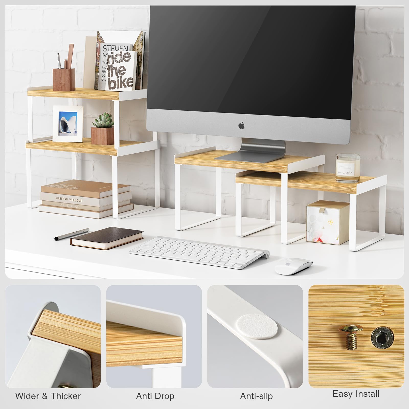Goozii Kitchen Cabinet Organizer Shelf Set Of 4, Stackable Countertop Organizer For Kitchen Counter, Corner Organizers And Stora