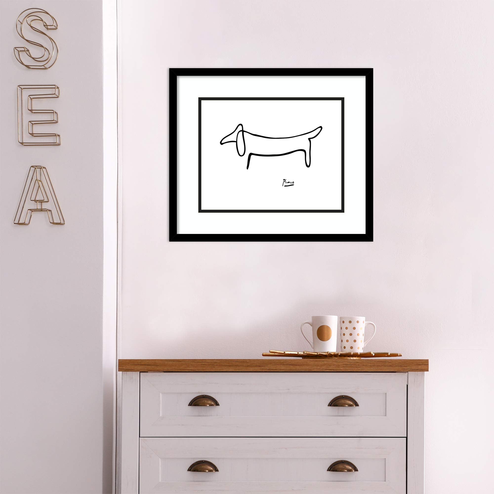 Amanti Art Framed Wall Art Print 17X20 Le Chien (The Dog) By Pablo Picasso, Animals Wall Art, Museum Masters Classics Decor, Sma