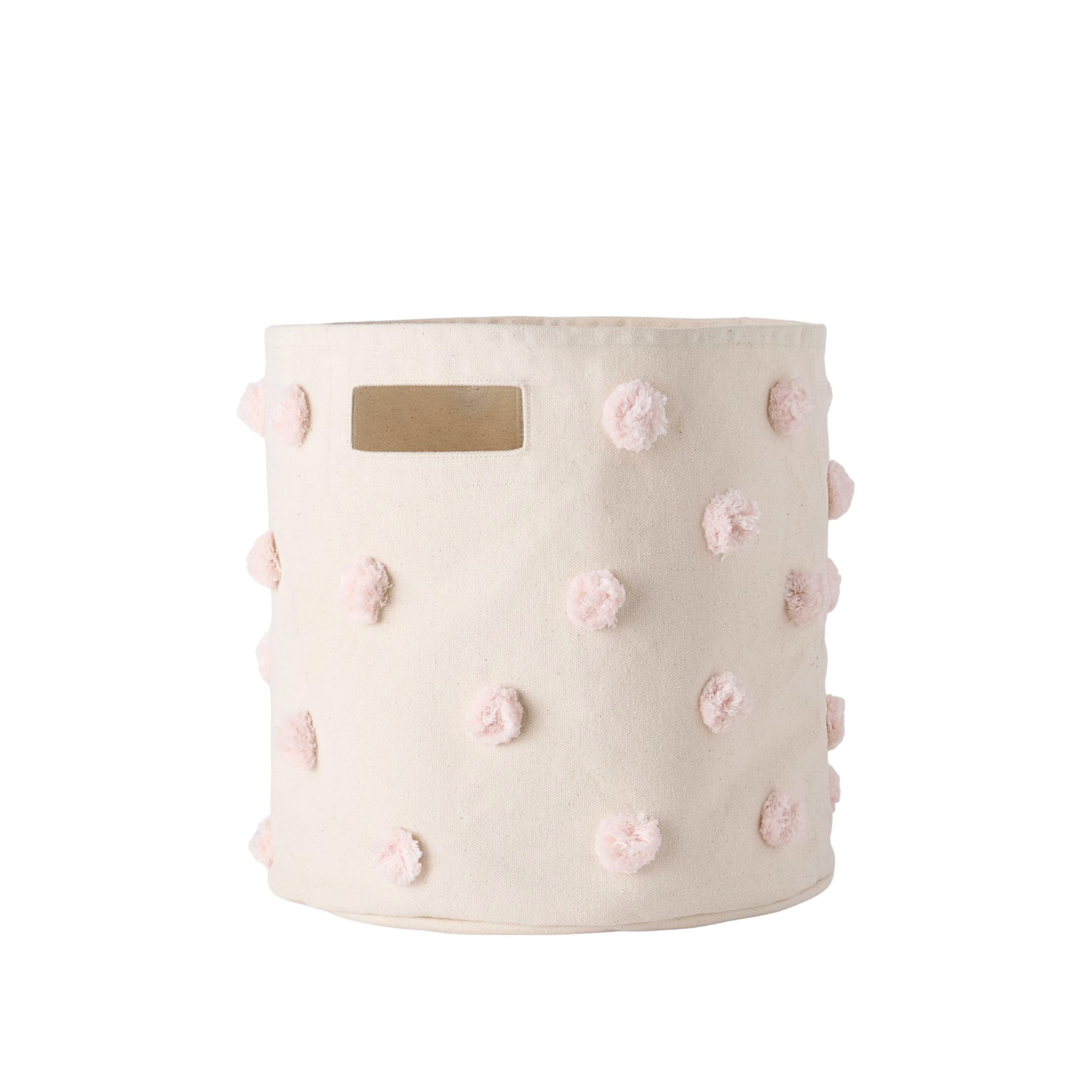 Pehr Pom Pom Basket, Bin (Blush) | 100% Cotton Canvas Storage for Nursery, Playroom & Home | Decorative Organizer | 13   D x 12 