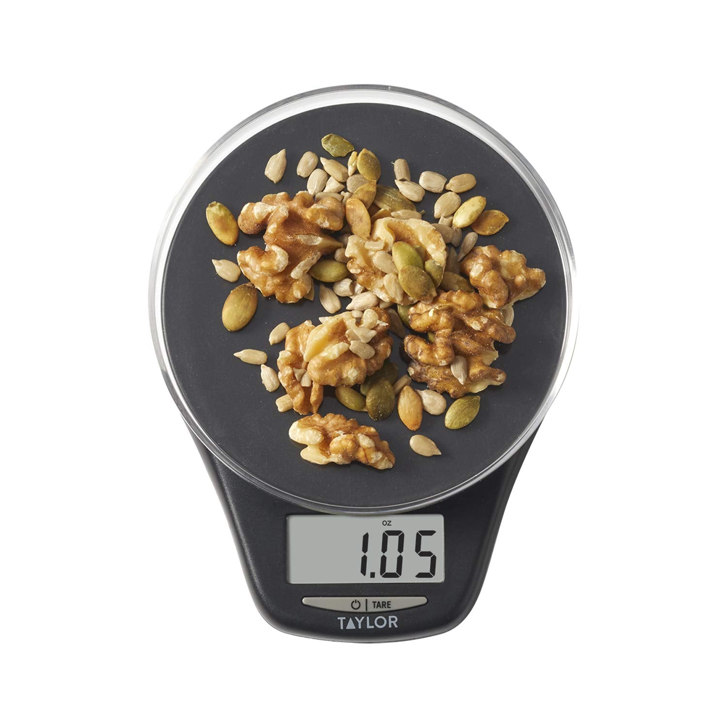 Taylor 4.4Lb Precision Digital Kitchen Scale With Weighing Tray, 4.4 Pound Capacity, Black