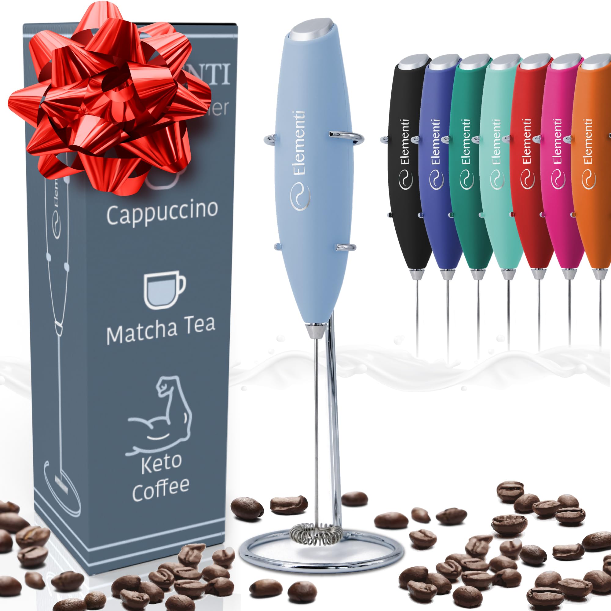 Elementi Milk Frother Wand & Matcha Mixer, Mini Electric Whisk For Coffee - Frother For Coffee - Milk Frother Handheld - Coffee