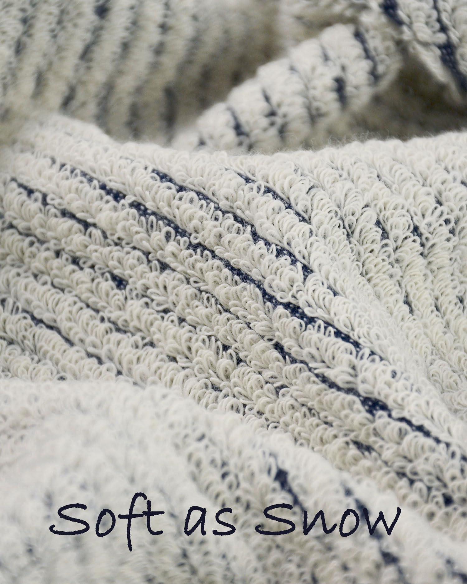 Cleanbear Hand Towels For Bathroom Set Of 4, Jacquard Weave Bath Hand Towels, 28 X 13 Inches, Navy-Blue