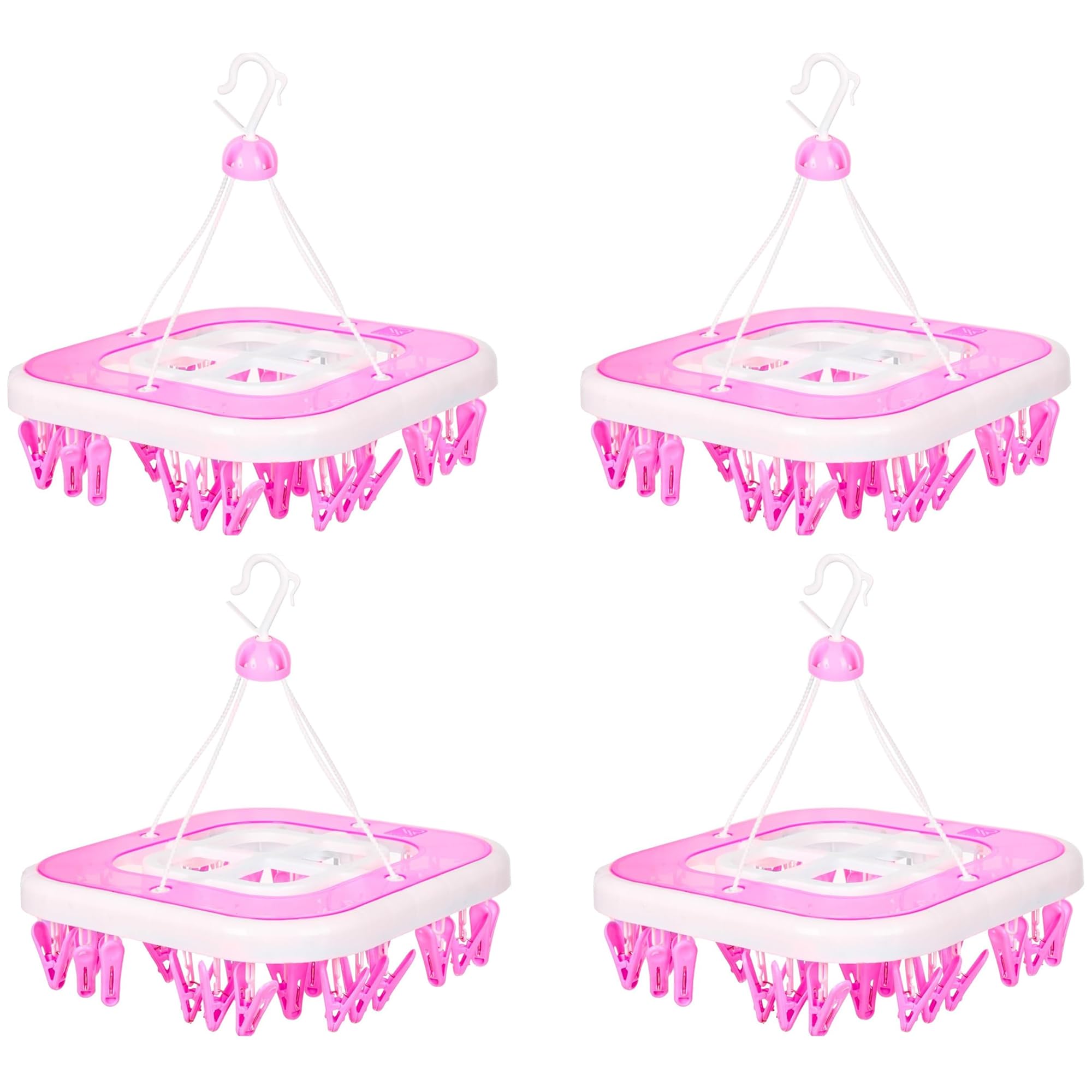 Kuber Industries (Pack Of 4) Cloth Drying Hanger | 36 Clips Baby Drying Pegs | 360 Degree Rotatable Hanger | Clip Stand For Clot