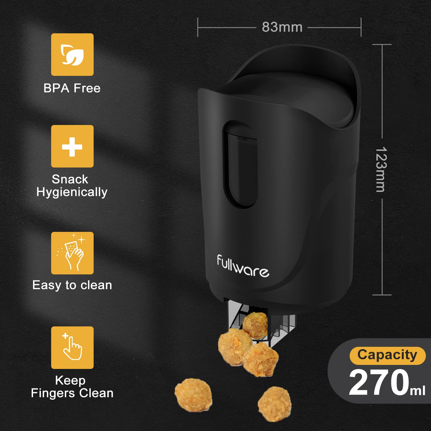 Nuts Dispenser 9 Oz Keep Fingers Clean Snack Dispenser For Peanuts Under 0.7'', Cashew Kernels, M&M
