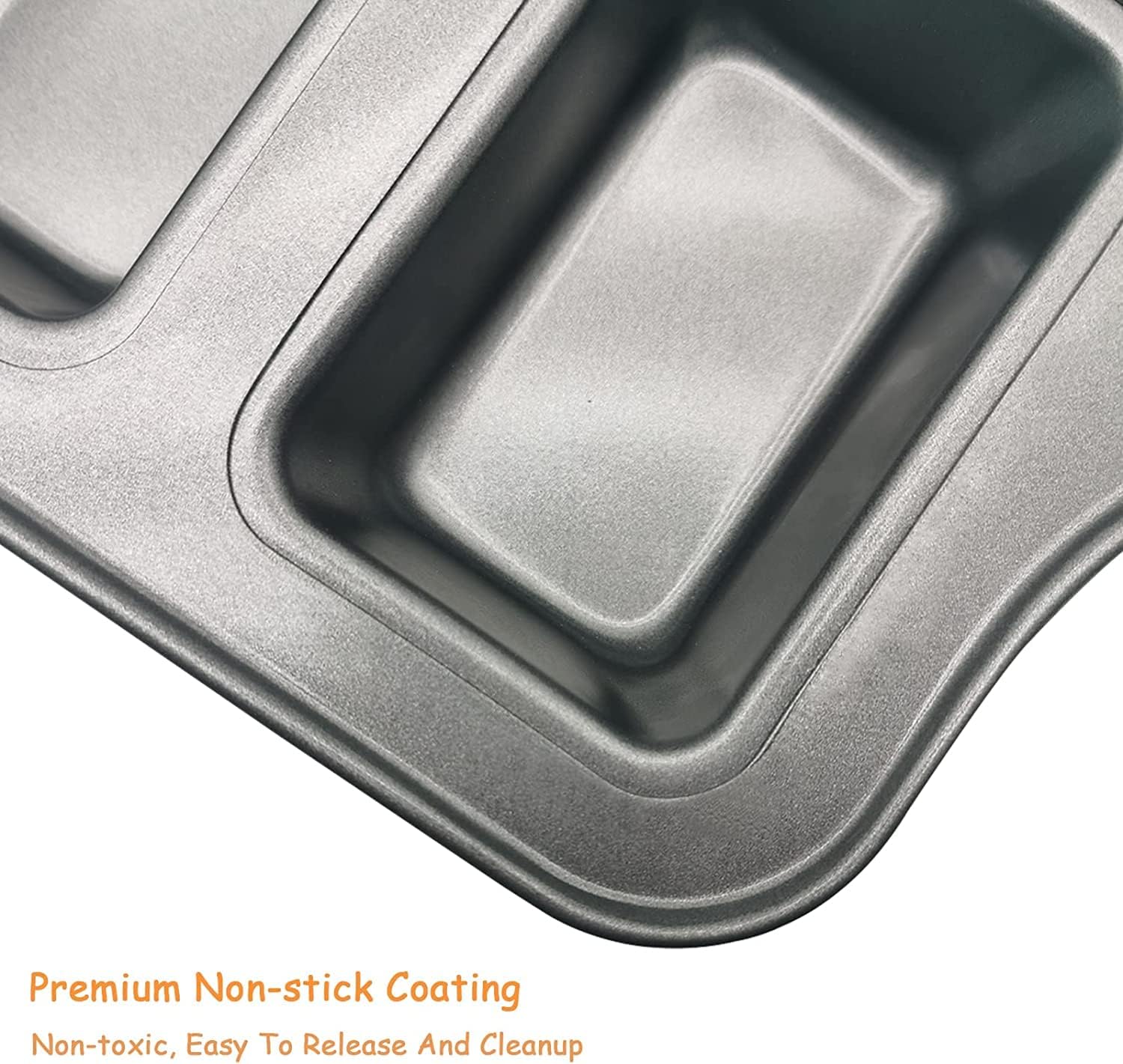 Nbftltop Mini Loaf Pans Nonstick, Bread Loaf Pan With Silicone Handle,8 Cavity, Carbon Steel,Non-Toxic & Easy Cleanup, Gray,2 Pa