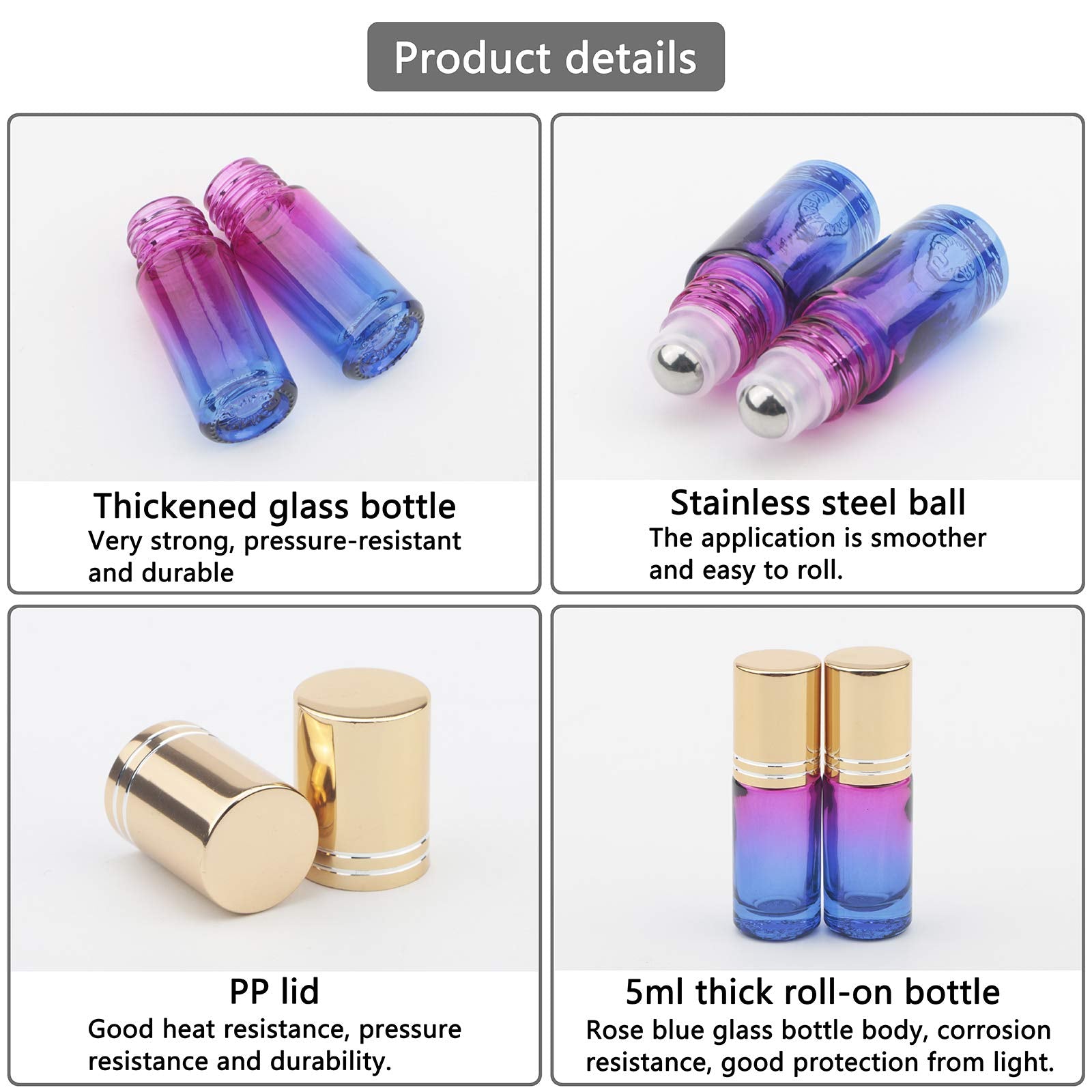 Ellbest 5Ml Rolling Glass Bottle For Essential Oil 17Pcs Roller Bottles With Stainless Steel Roller Balls&Funnels Reusable Bottl