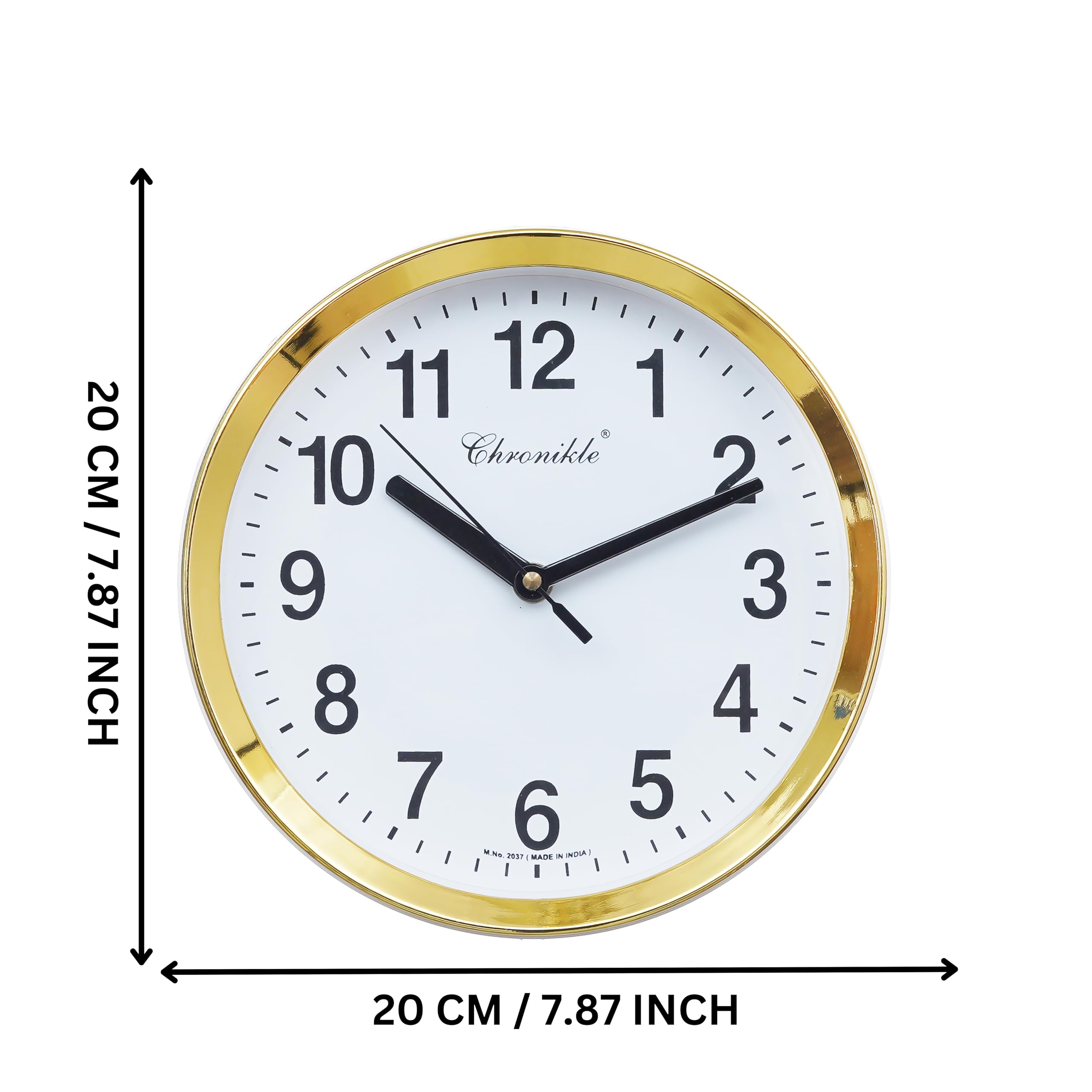 Chronikle Elegant Round Plastic Case White Dial Analog Wall Clock For Living Room Home Decorations Office Gifts (Size: 20 X 4.5