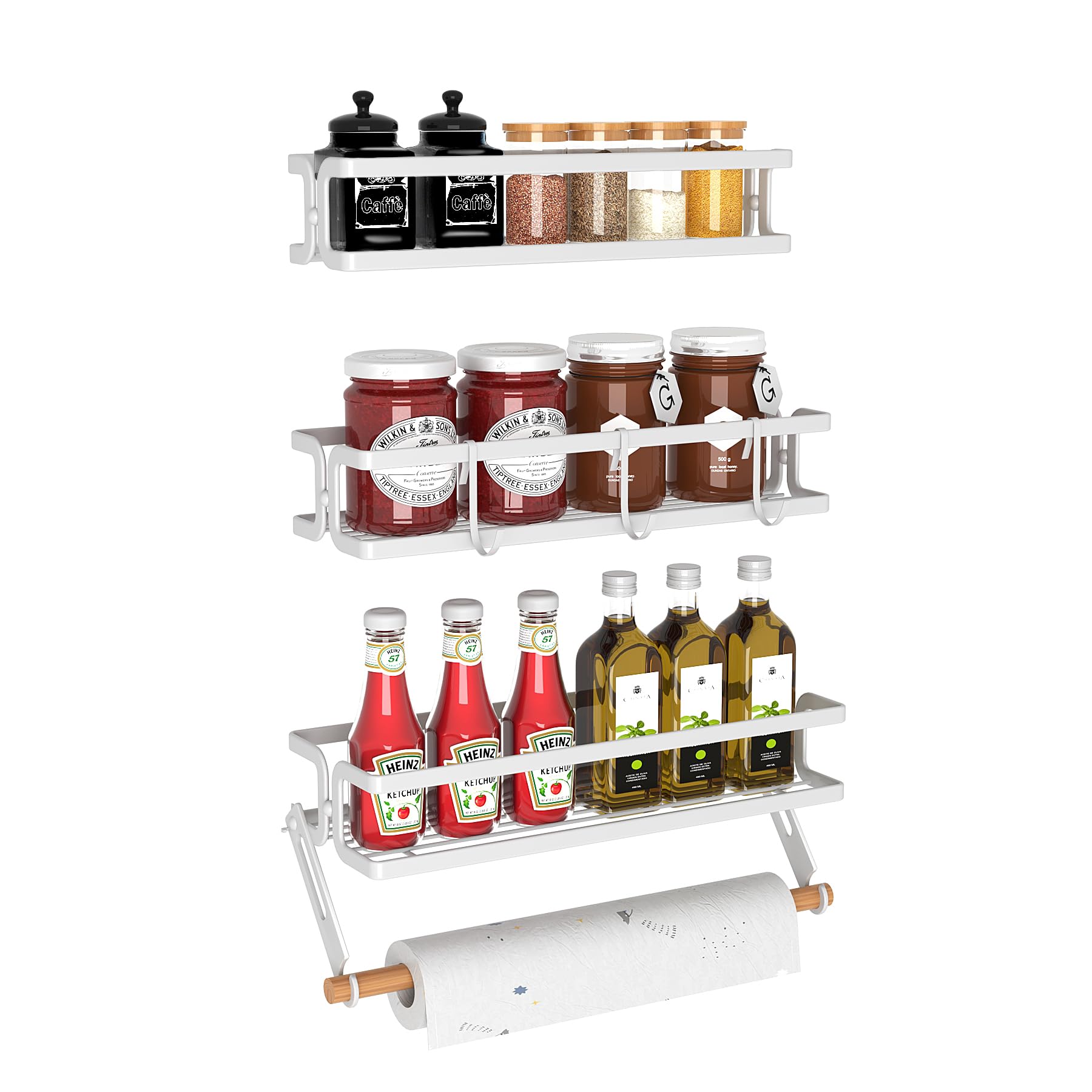 Cvesqkxr 3 Pack Adjustable Spice Rack For Kitchen  Refrigerator, Wall Or Cabinet Mount, NonMagnetic Adhesive & Screw Installat