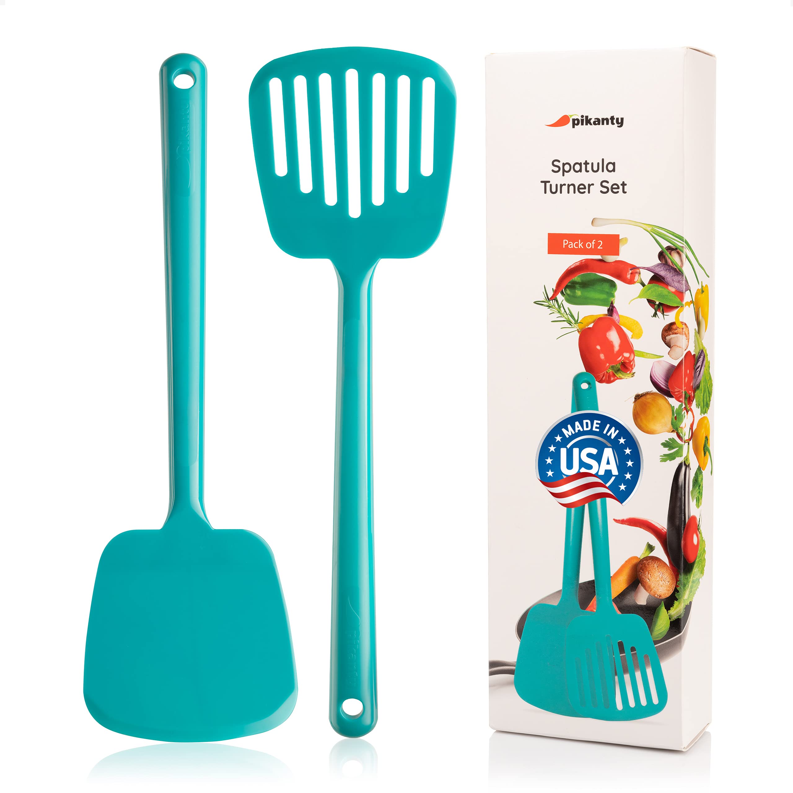 Pikanty - Spatula Turner Set Of 2 For Cooking. Great For Nonstick Cookware. Ideal For Flipping Egg, Burger, Pancake And More. Ma