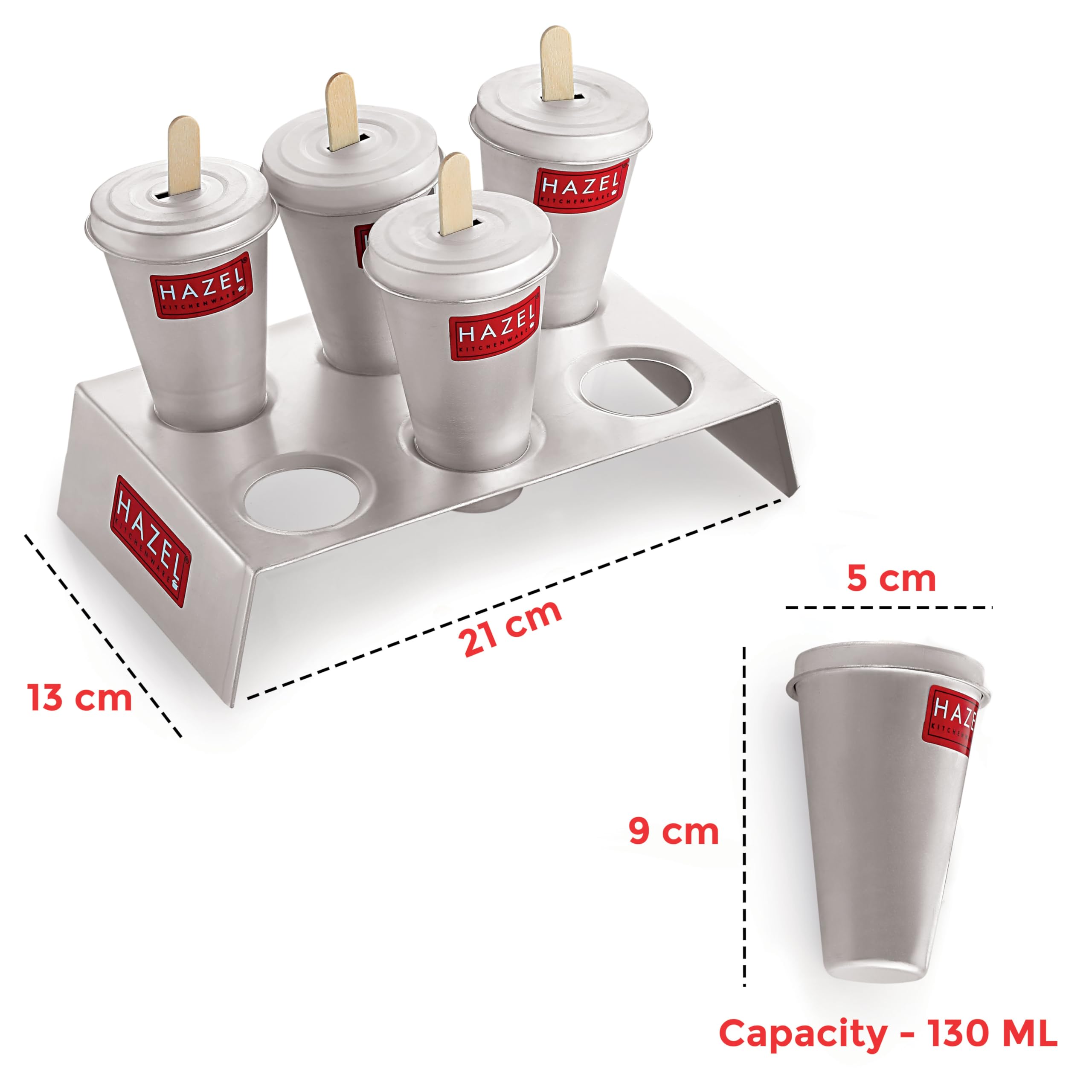 Hazel Aluminum Reusable Popsicle Molds, Ice Pop Molds, Kulfi Mould | Kulfi Maker For Children And Adults | Homemade Candy Mould,