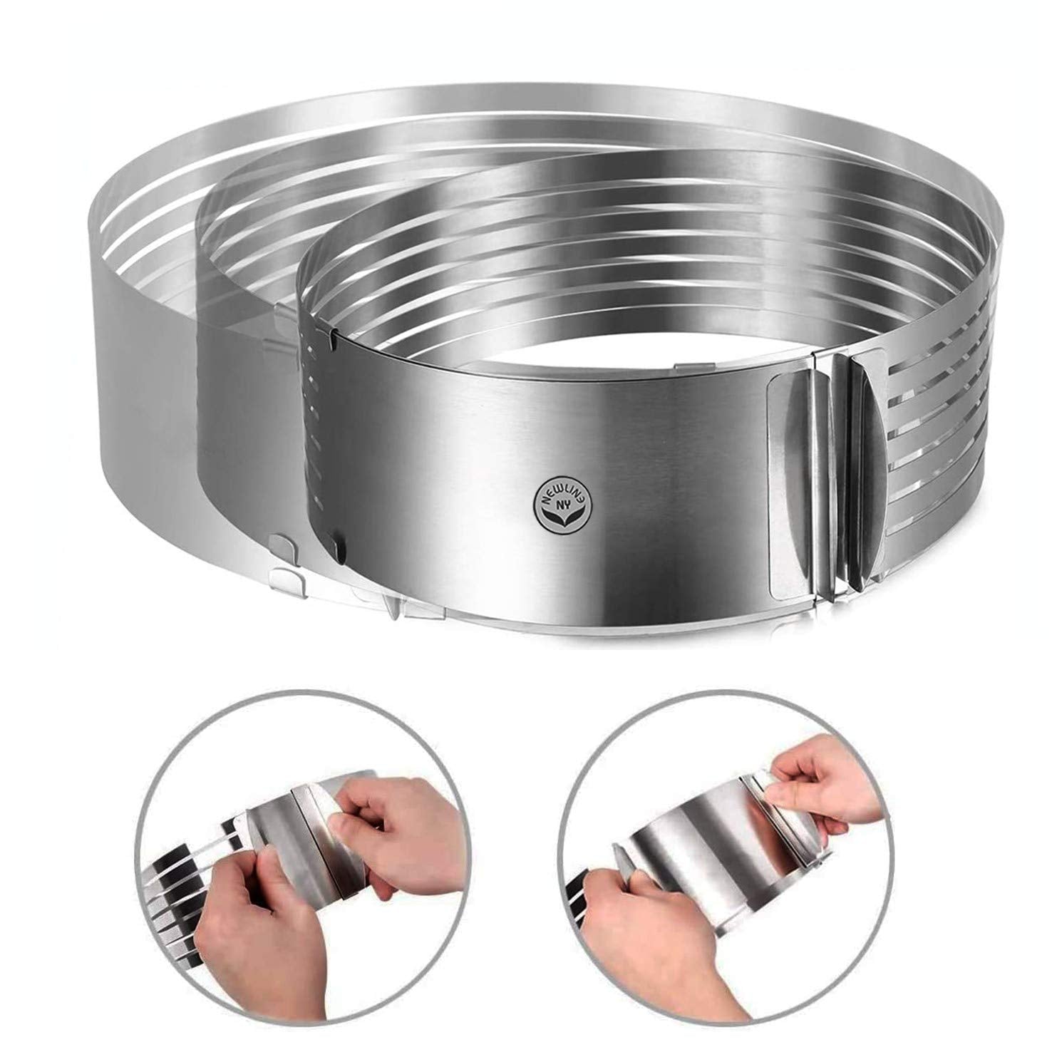 Newline Ny Stainless Steel Mousse Cake Rings 2 Pieces Cake Slicer Adjustable Multilayer Circular Molding Plating Forming Round C