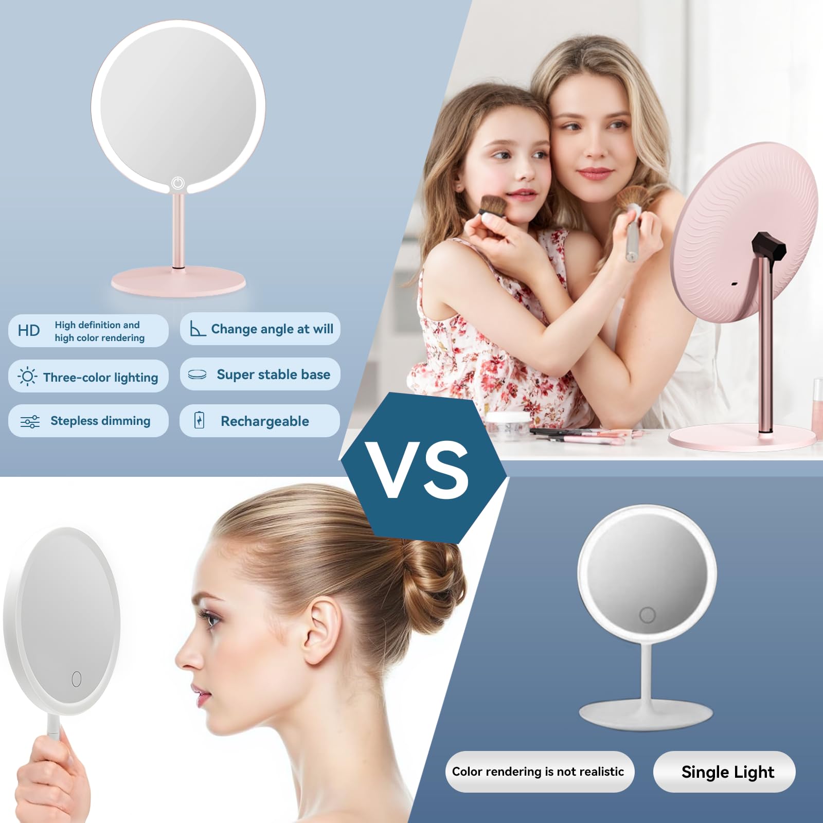Sksfly Vanity Mirror With Lights With 4K Ultra-Clear Clarity, Long-Press Touch Brightness Control, 3-Speed Brightness, And Multi