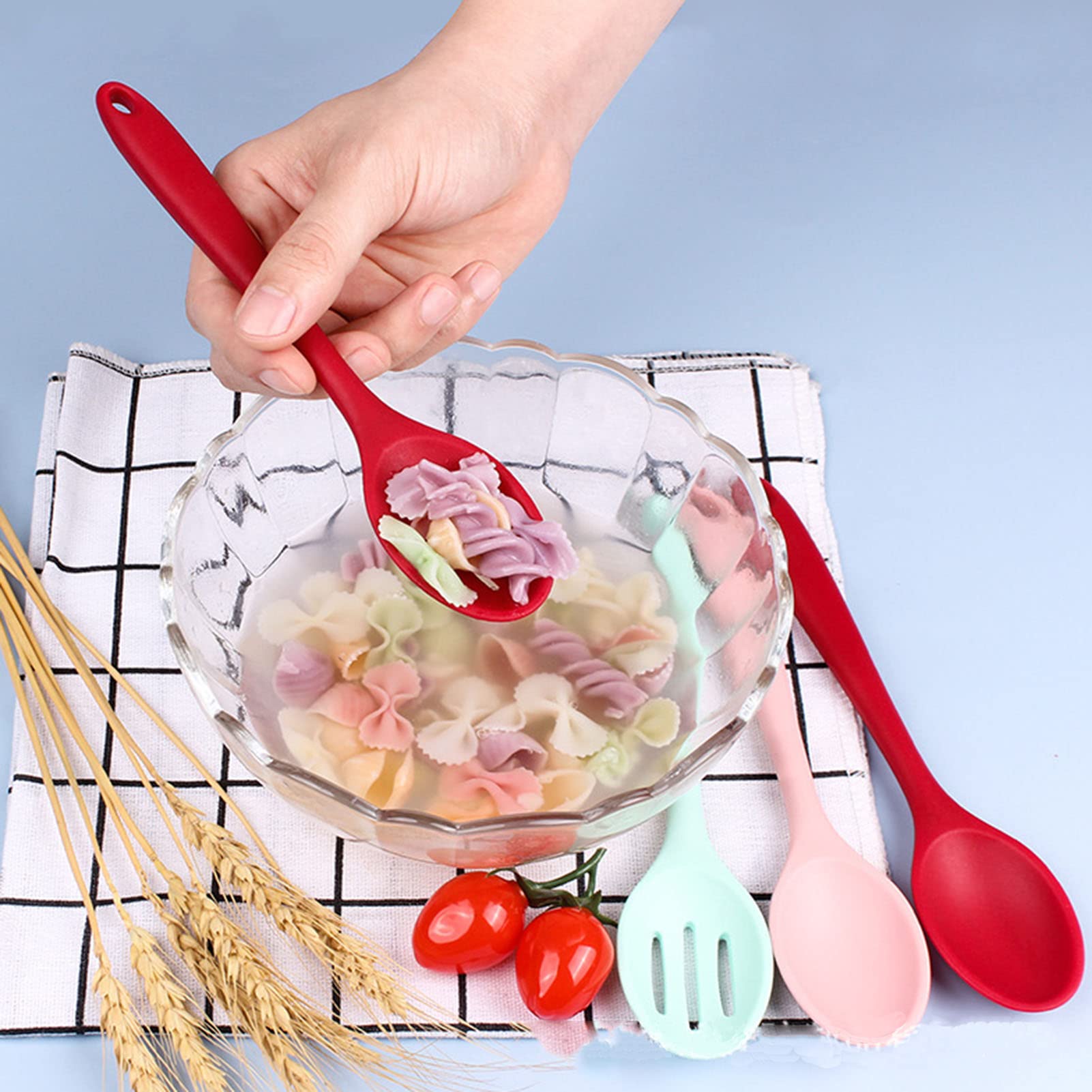 Slotted Spoon, 4 Pcs Slotted Serving Spoons, Small Colorful Silicone Stirring Spoon, Mixing Slotted Spoons For Straining Oil And