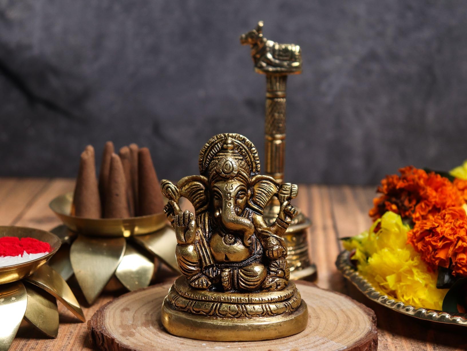 The Spiritual Living Brass Lord Ganesh Ji Idol || Ganesha Statue || Ganpati Murti For Gifting || Home Decor || Pooja Room || Hom