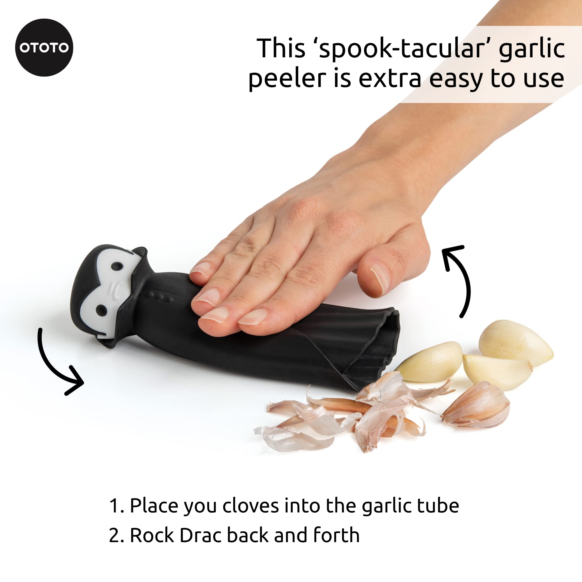 OTOTO Drac N ' Roll Vampire Garlic Roller  Silicone Garlic Peeler Tube  Silicone Tube Roller for Halloween - Kitchen Gadget for Garlic  Garlic Tube  Garlic Roller Peeler  Garlic Tool