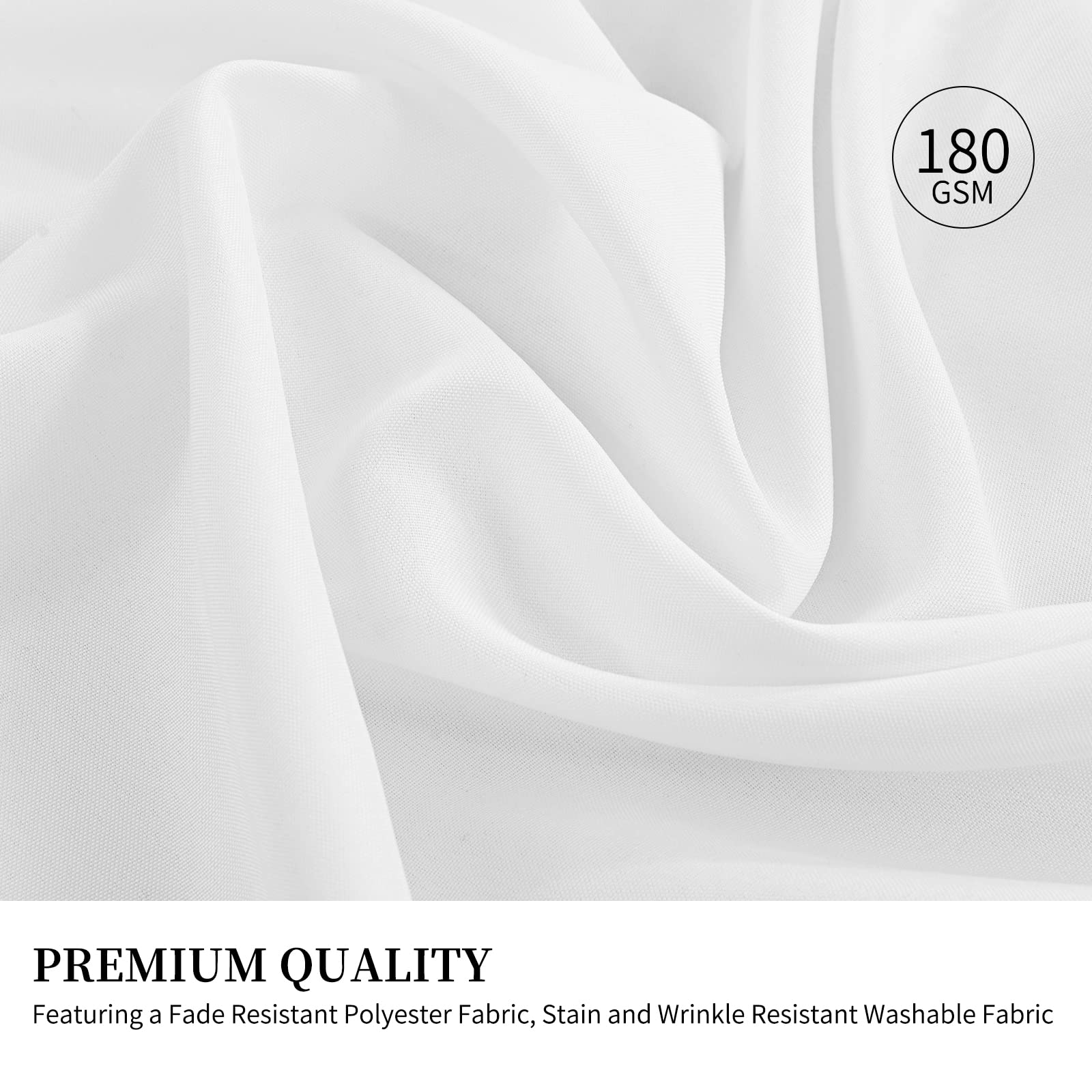 Rewomc 6 Pack Round Tablecloths - 120 Inch, White Polyester Table Cover For Round Table, Stain And Wrinkle Resistant Washable Fa