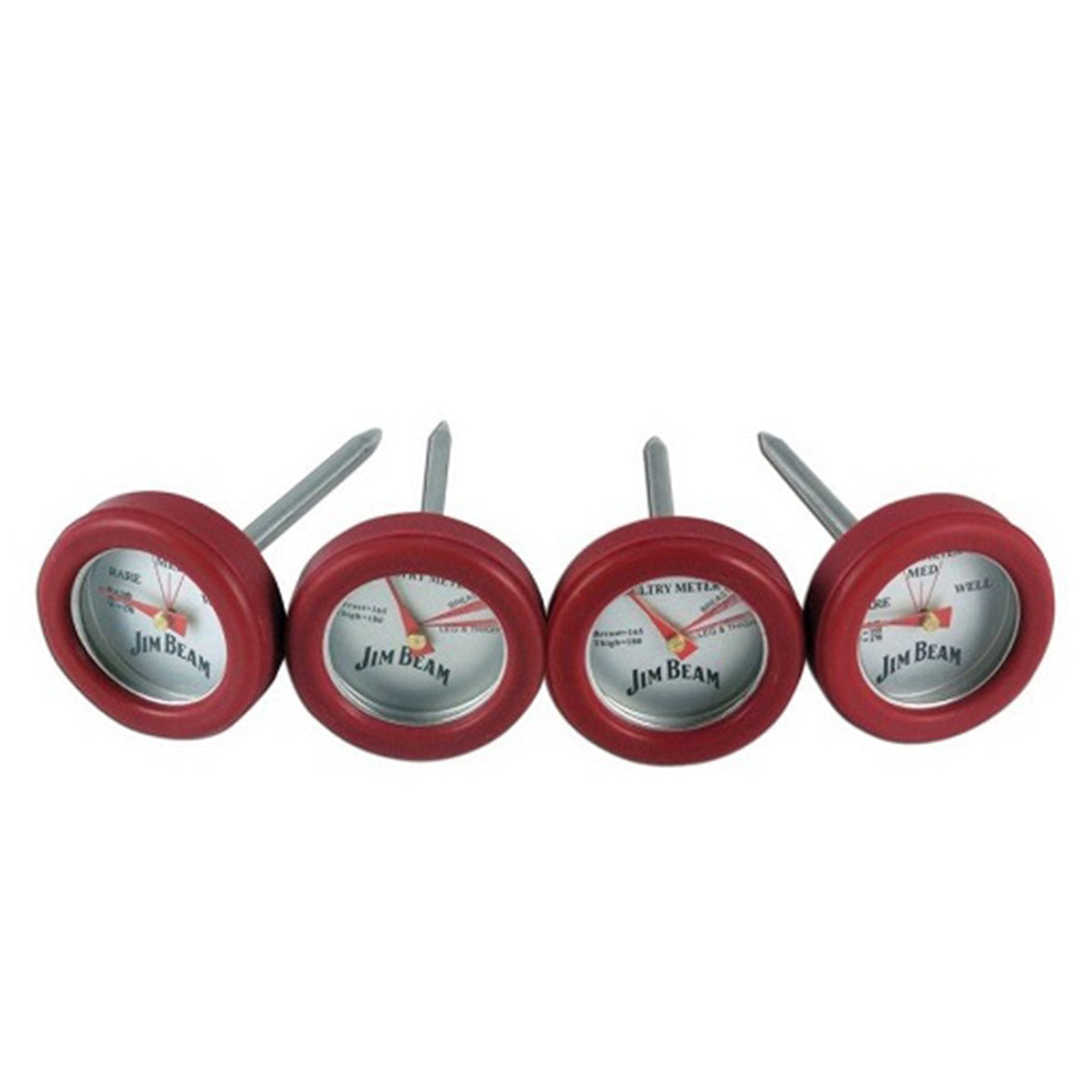 Jim Beam, Pack Of 4 Poultry Meat, Instant Read Food Stainless Steel Dial Mates Barbecue Bbq Tools, Grilling And Baking Steak The