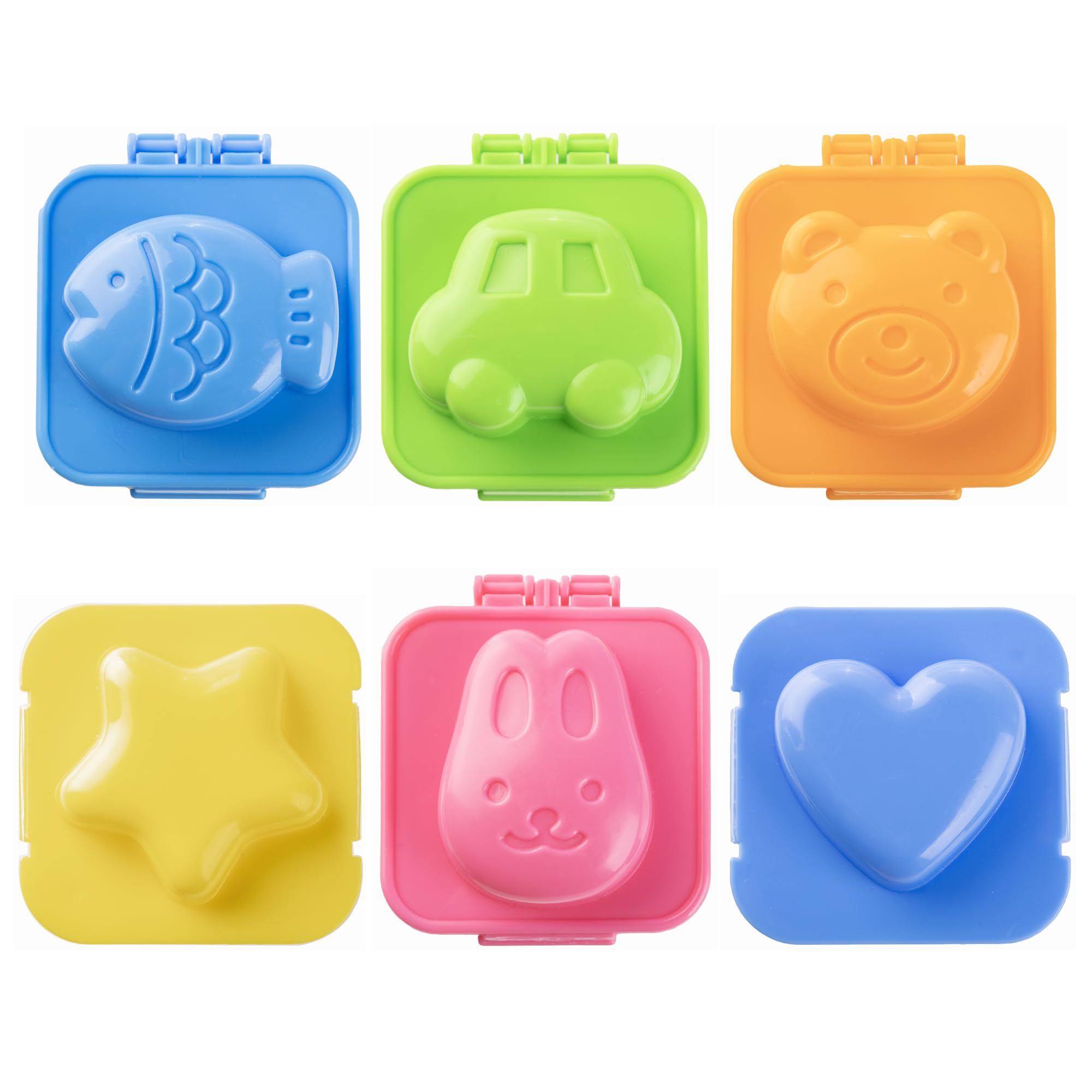 Yunko 6Pcs Egg Rice Mold Hard Boiled Egg Mold Fish Car Heart Shape Onigiri Mold Rice Ball Maker For Kids,Fondant Cake Pop Decora