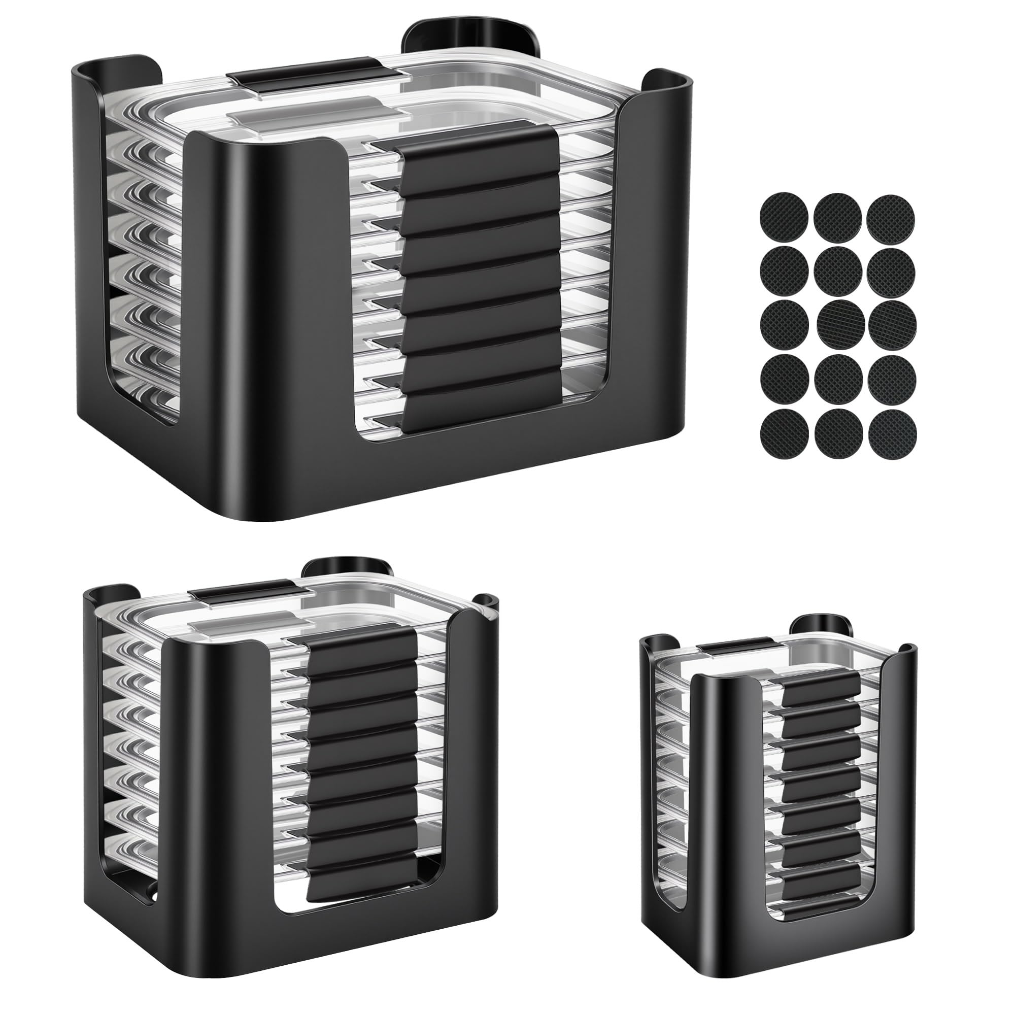 Food Container Lid Organizer, 3Pcs Custom Molded Lid Organizers for Cabinet, Compatible with 4.7Cup & 3.2Cup (7.44x5.2), 1.3