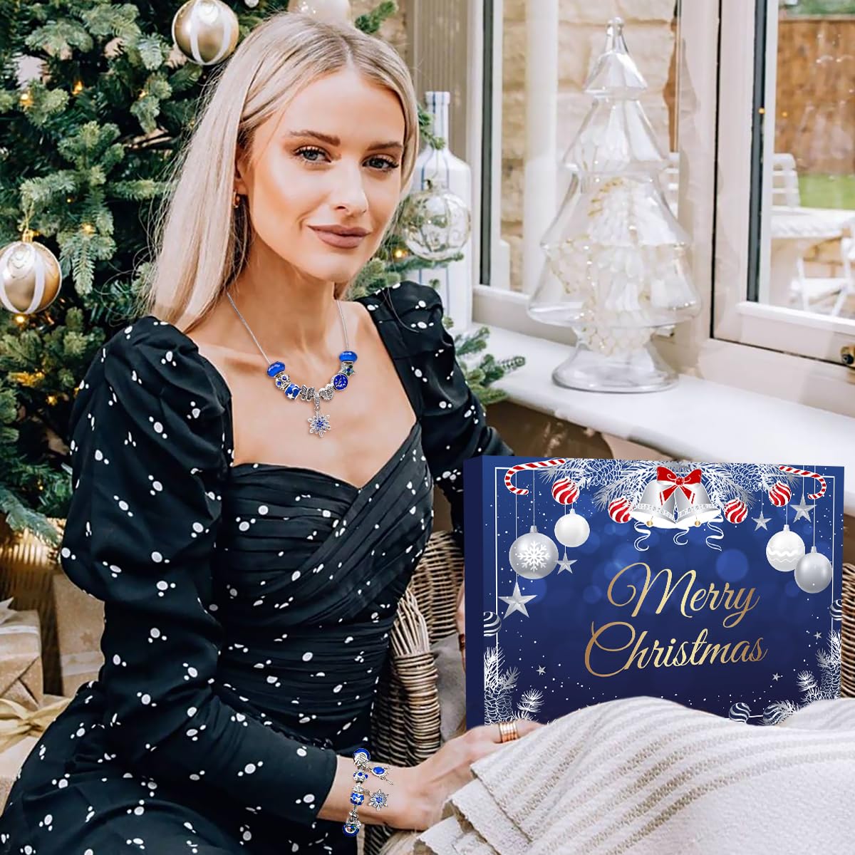 MOVINPE Advent Calendar Charm Bracelet 2025 for Teenage Girls Women, 24 Days Jewelry Necklace Bracelets Making Kit - Christmas C