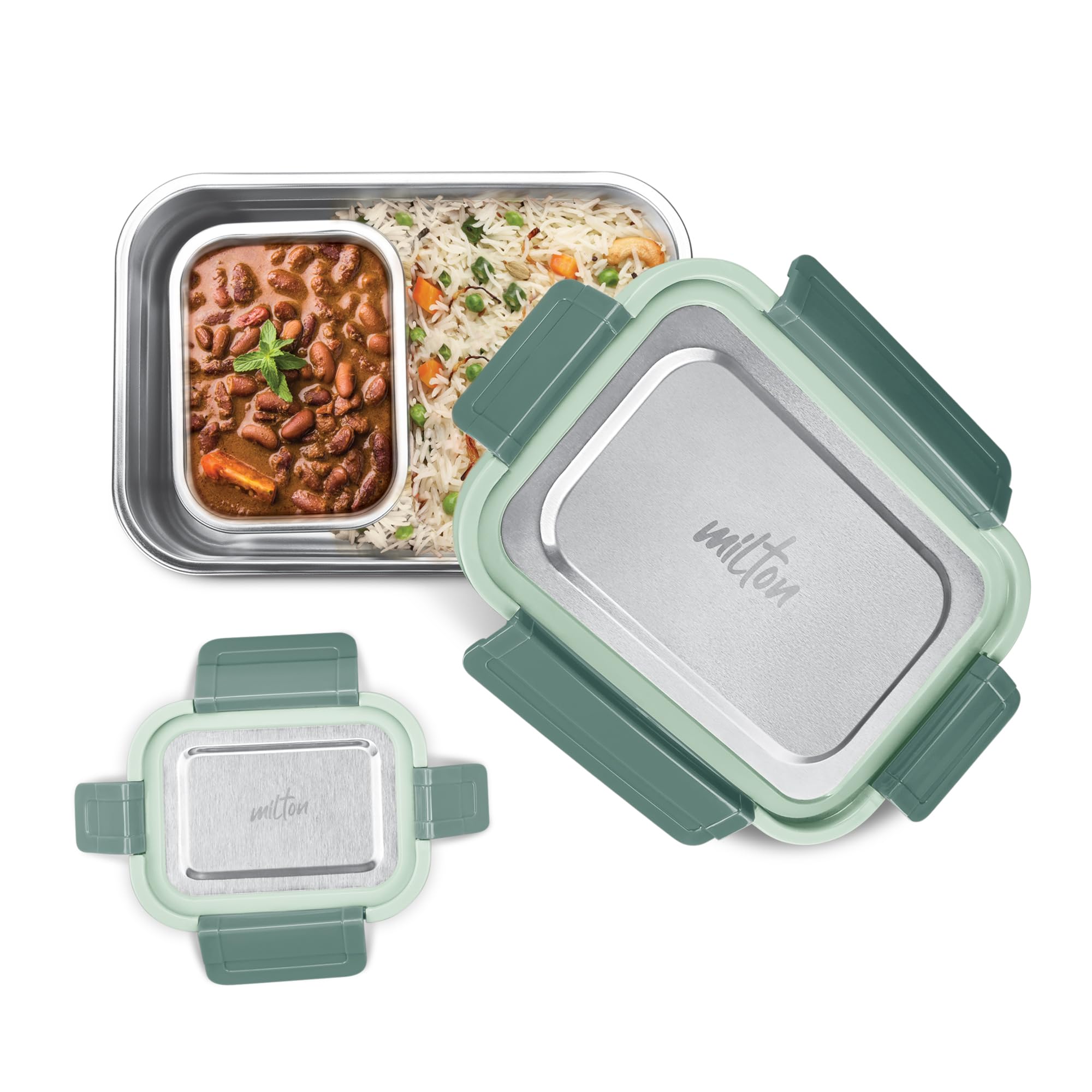 Milton Home Meal Jr. Stainless Steel Airtight Leak-Proof Lunch Box, Snacks Tiffin For Kids, Light Weight,Easy To Clean, For Offi