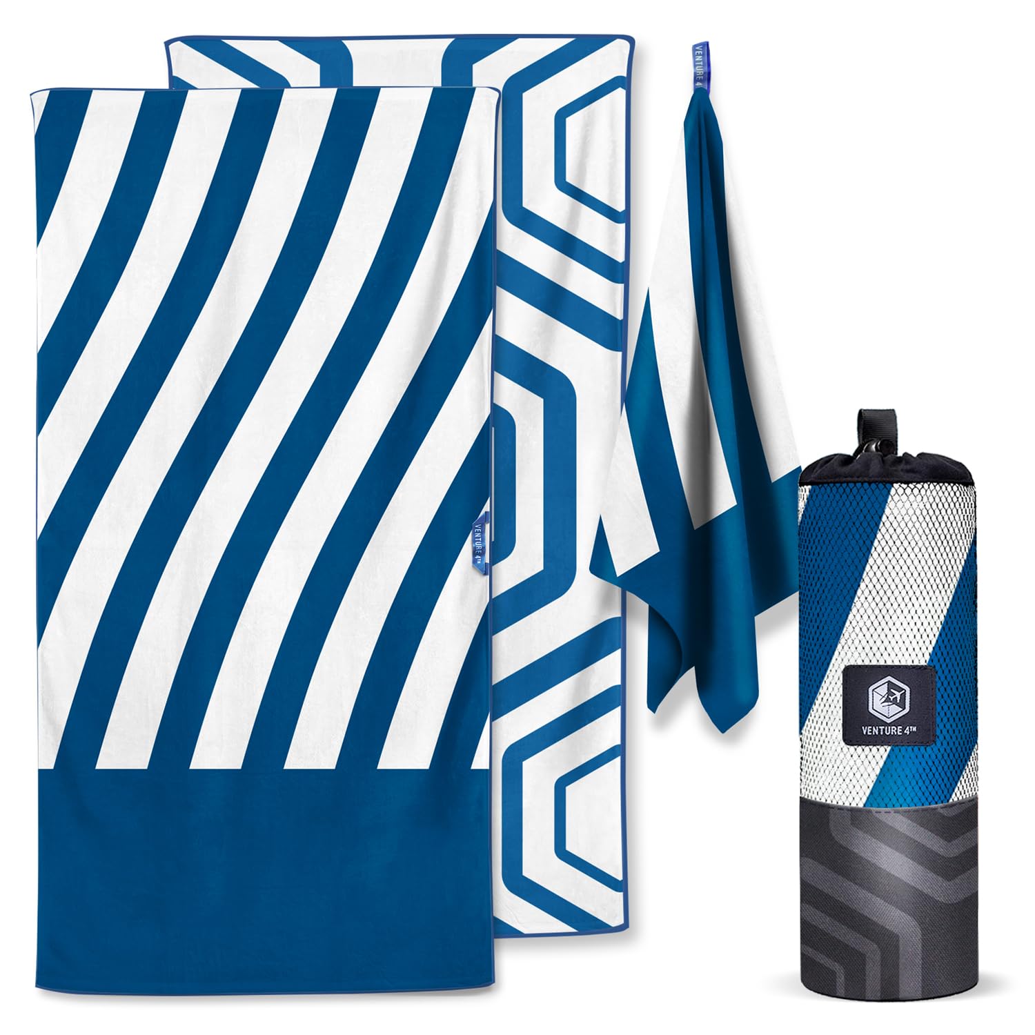 VENTURE 4TH Microfiber Beach Towel: Quick-Dry, Compact, Sand-Free, Absorbent, Sandproof and Lightweight - Perfect for Camping, B