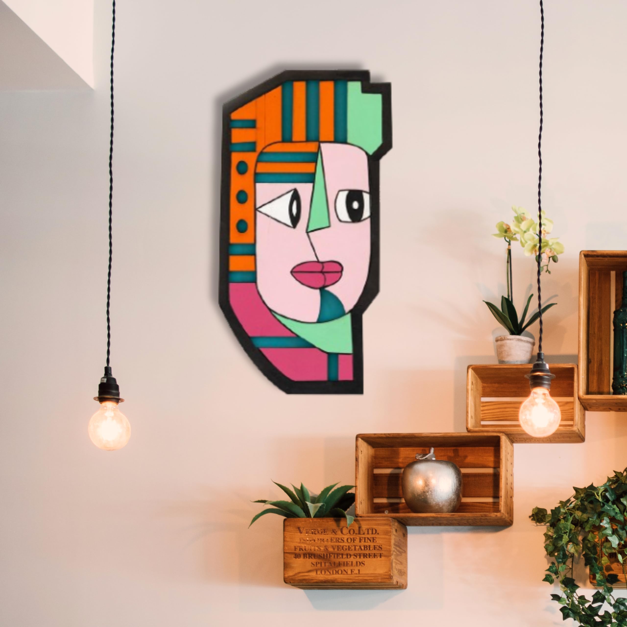 Aps Art Plus Store Wooden 3D Wall Mask Sculpture For Wall Decor, Designer Unique Wall Mask Sculpture For Wall Decor