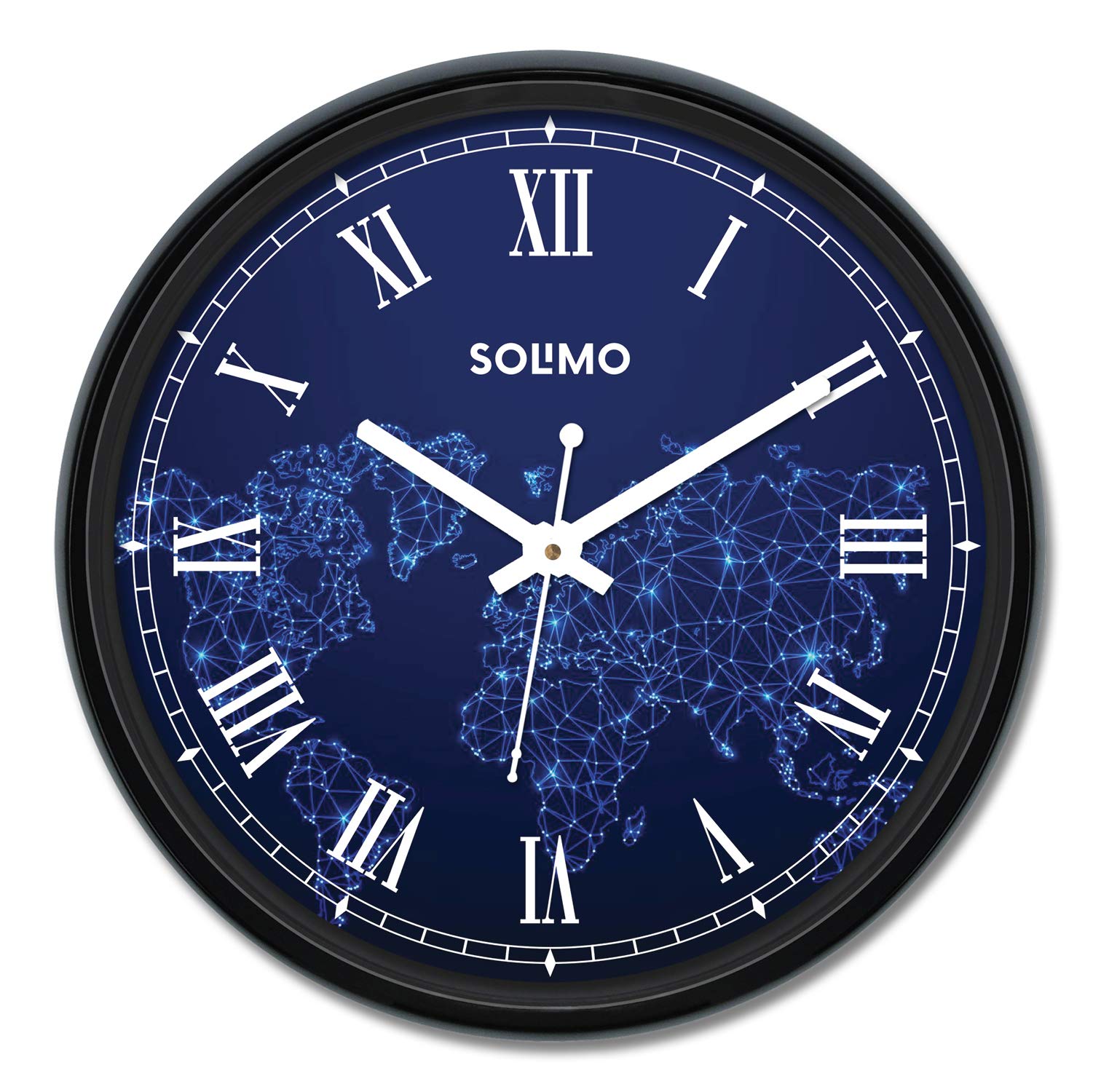 Amazon Brand - Solimo 12-Inch Plastic & Glass Wall Clock - Digi Time (Silent Movement), Black