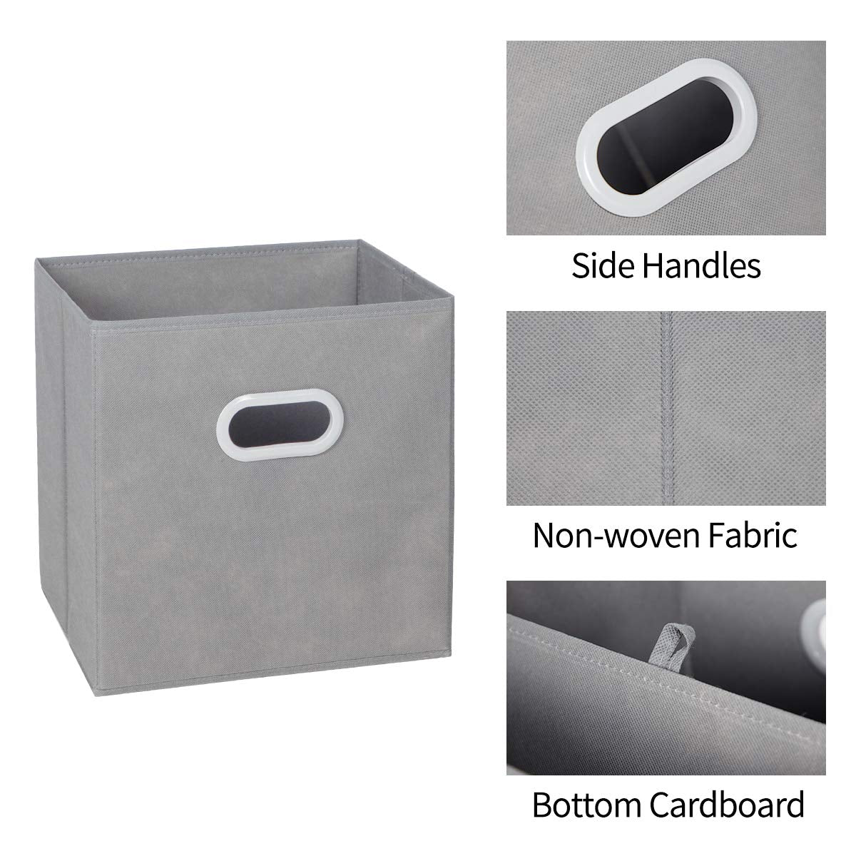 Max Houser Fabric Storage Bins Cubes Baskets Containers With Dual Plastic Handles For Home Closet Bedroom Drawers Organizers (Ca