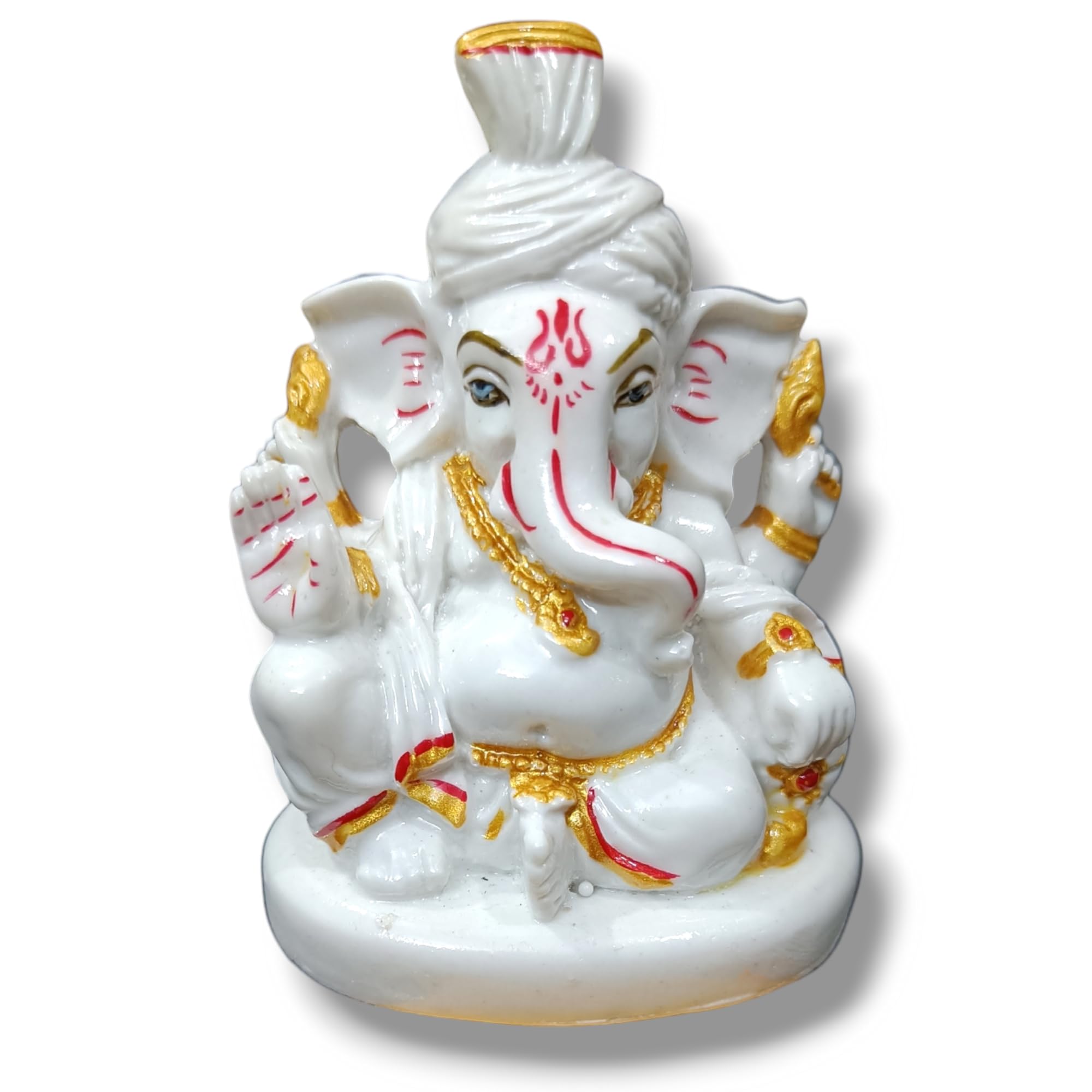 Avg Artistry- Pagdi/Turban Ganesh Idol - Resin/Marble Statue For Home Puja And Decor