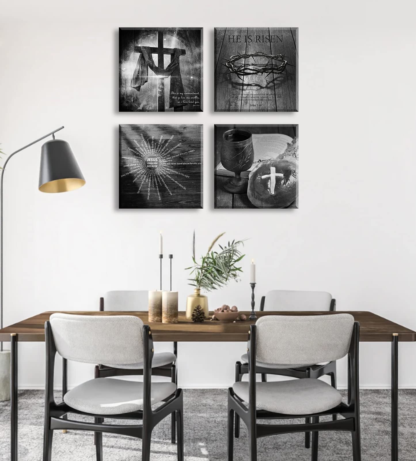 Jiazugo Christian Decor - Black Art Wall Decor Bible Verses Jesus Faith Canvas Painting Easter Decorations Office Inspirational