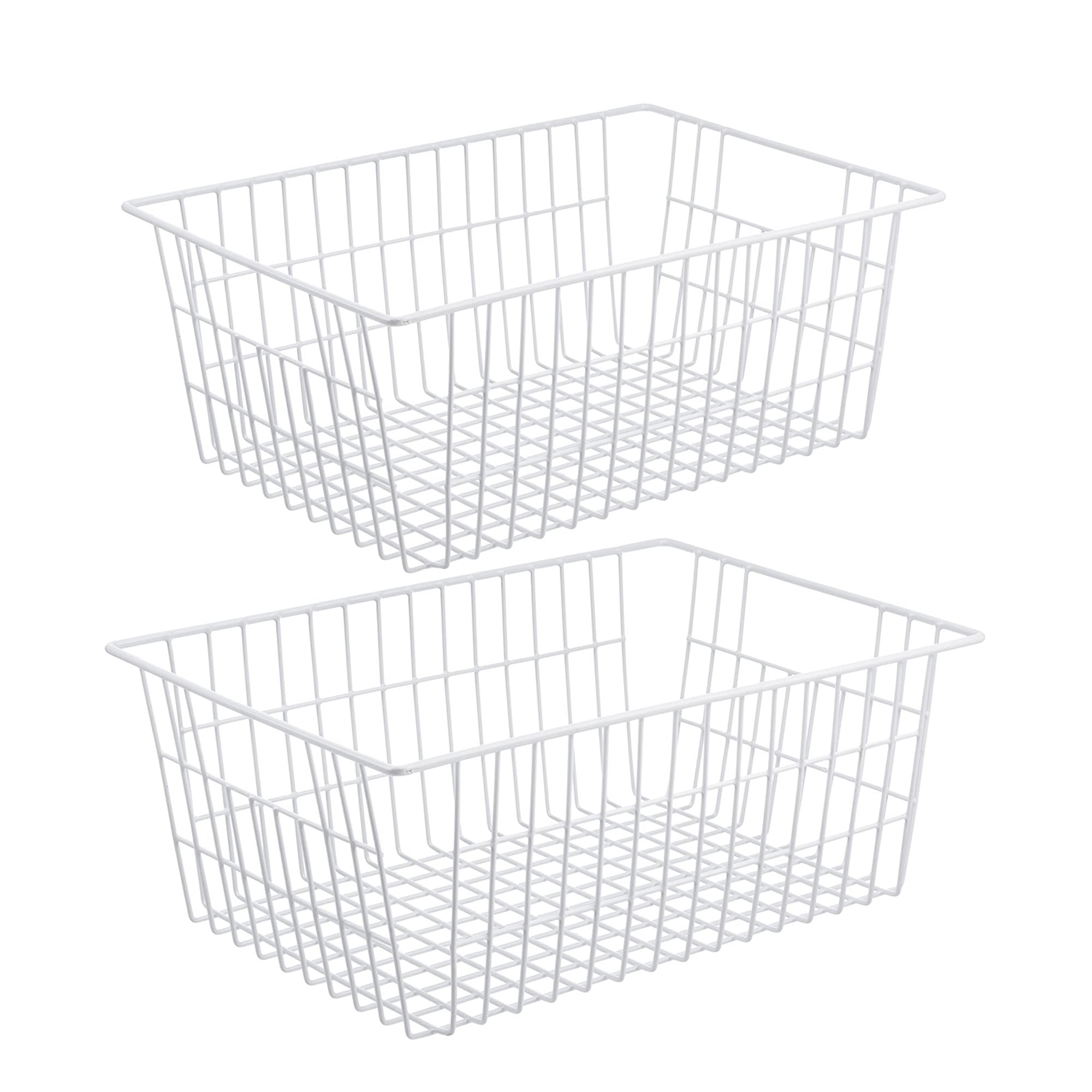 Redrubbit Wire Storage Baskets, Large Farmhouse Metal Freezer Basket Storage Organizer Bins With Handles For Kitchen Cabinets, P