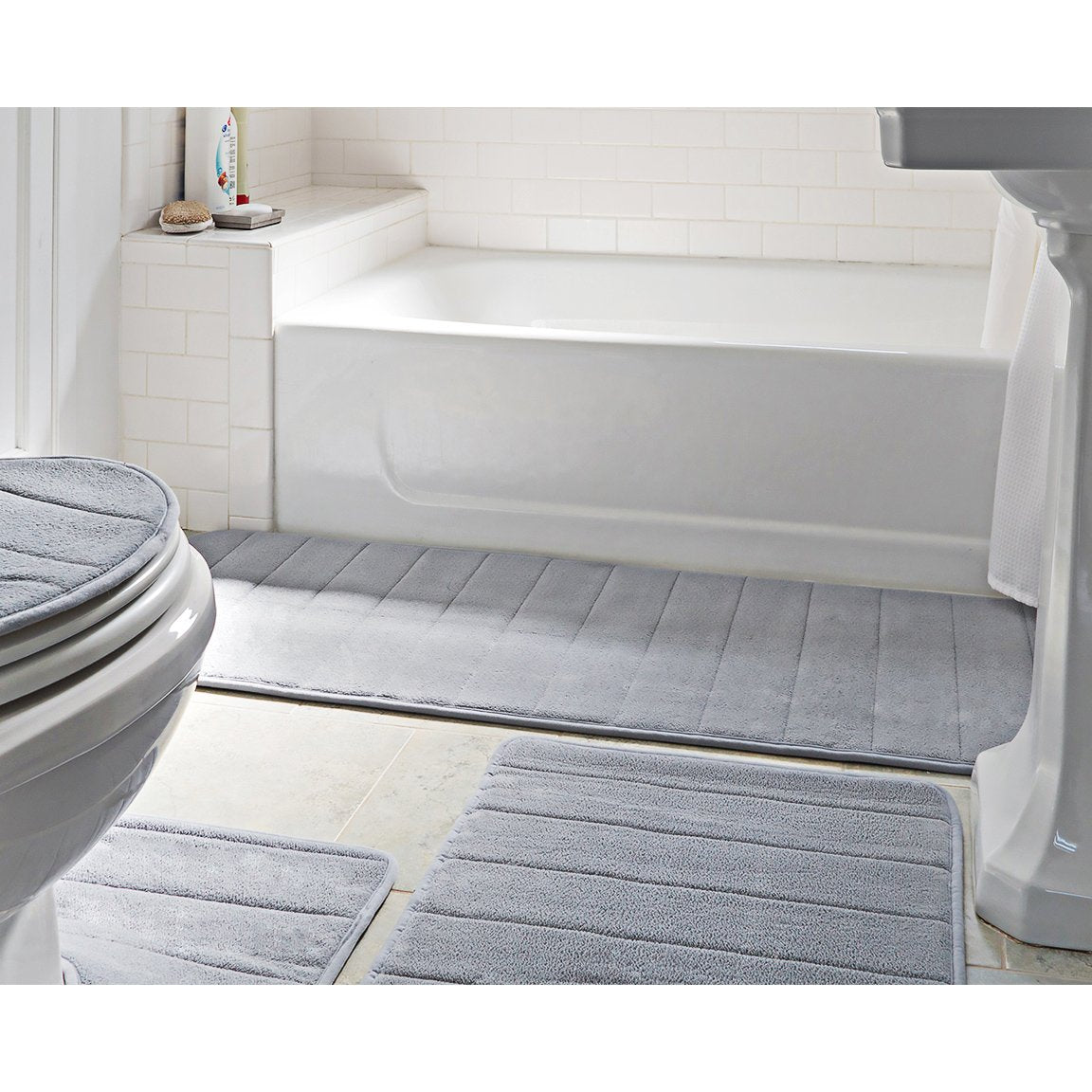 Over The Floor  Bath Mats 5-Piece Set Thick Memory Foam - Close Out Bathroom Rugs Set, Toilet Rug, Water Absorbent, Extra Soft,