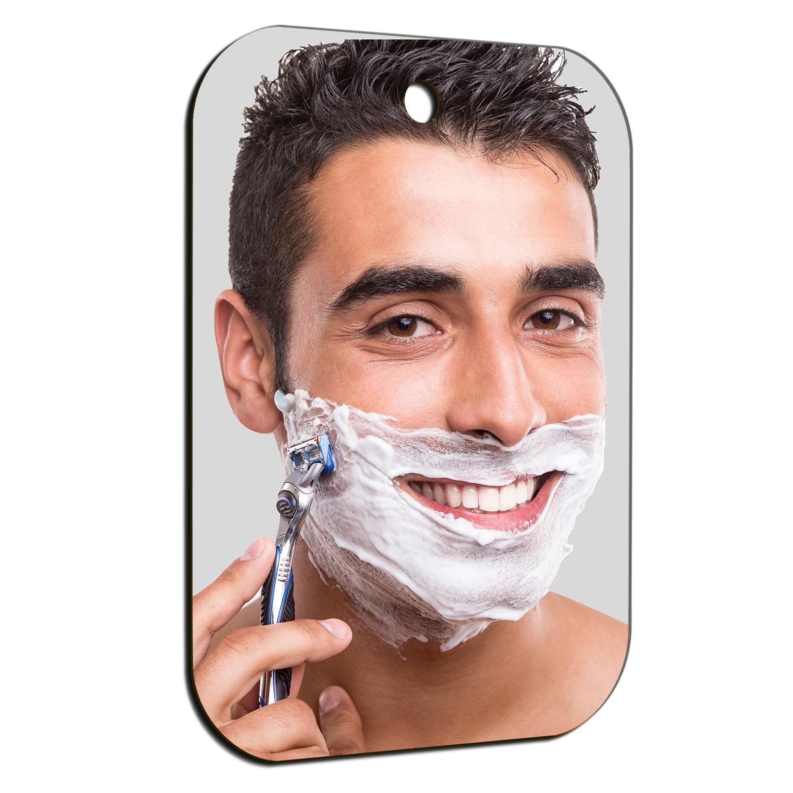 SHATTER MIRROS Fogless Shower Mirror for Shaving, 8"x6", Silver, Wall Mounted, Portable, Unbreakable, 2-Pack