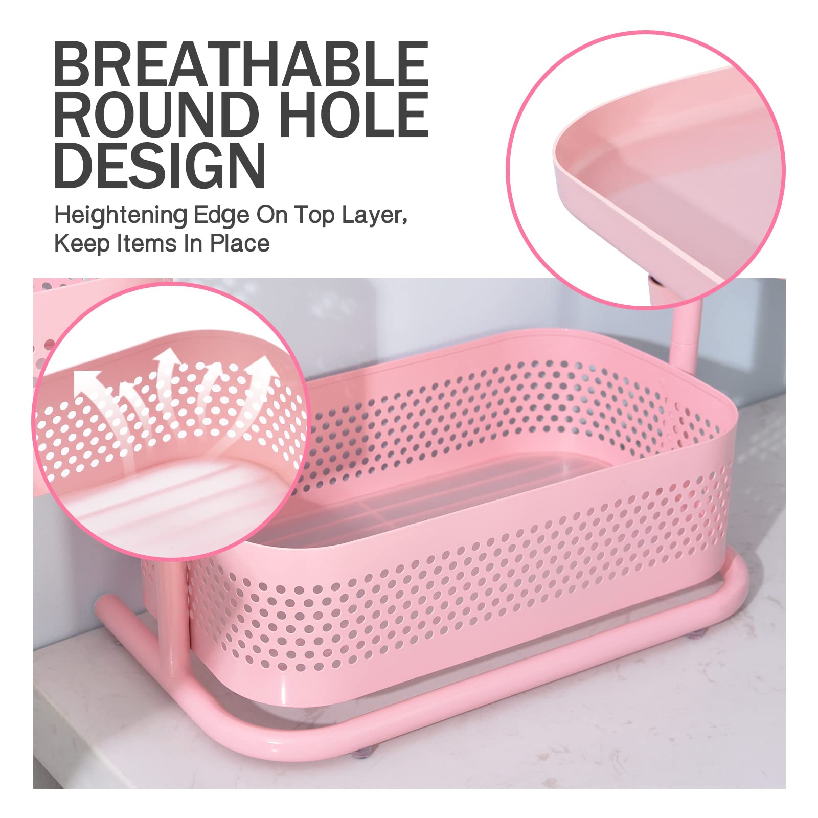 Kingrack 3 Tier Bathroom Organizer Countertop, Multi-Purpose Makeup Organizer, Rotating Desktop Skincare Organizer, Vanity Tray