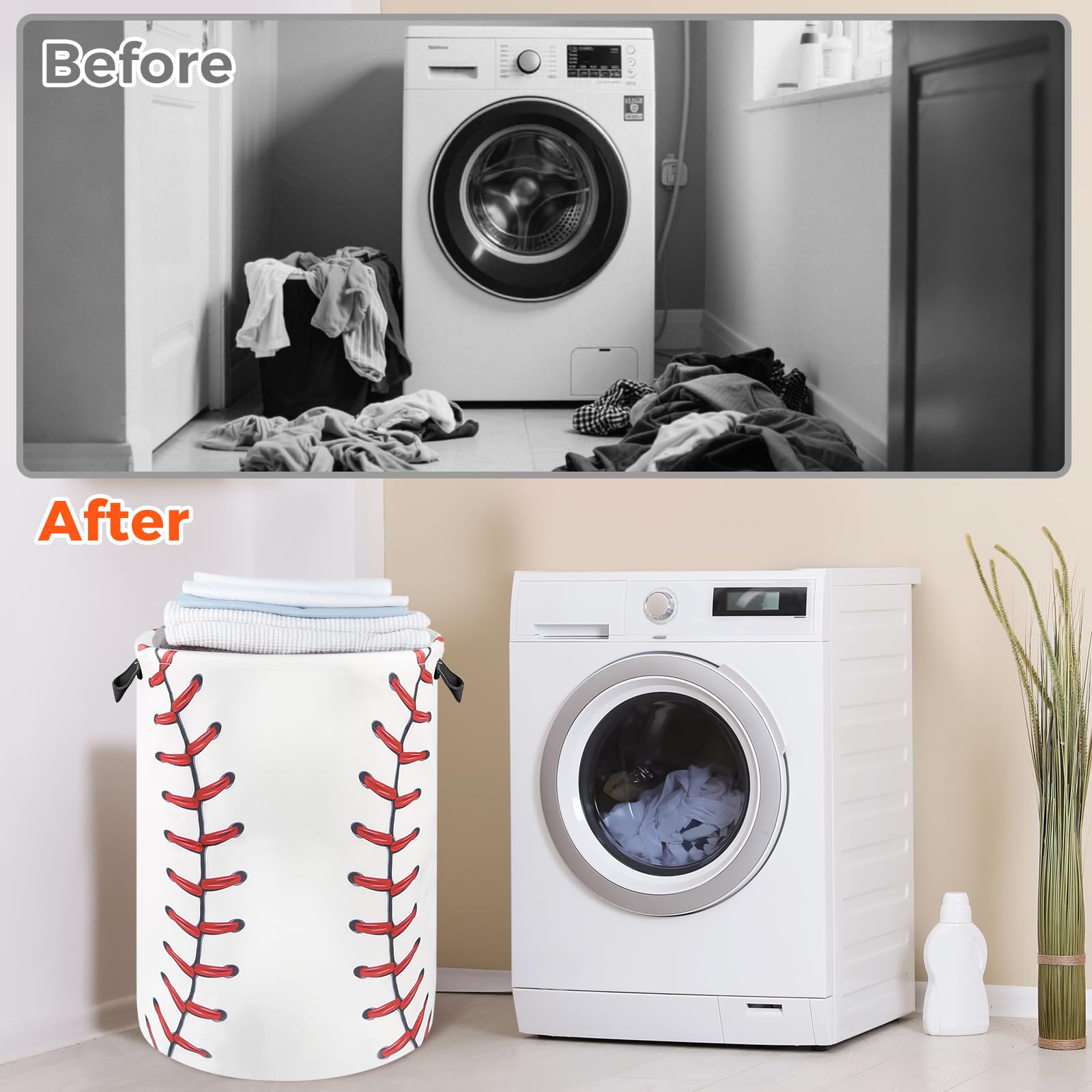 Baseball Laundry Basket For Boys Room Decor, Kids Nursery Hamper Gift For Bathroom Bedroom Sports Room Accessories, Teens Stuff