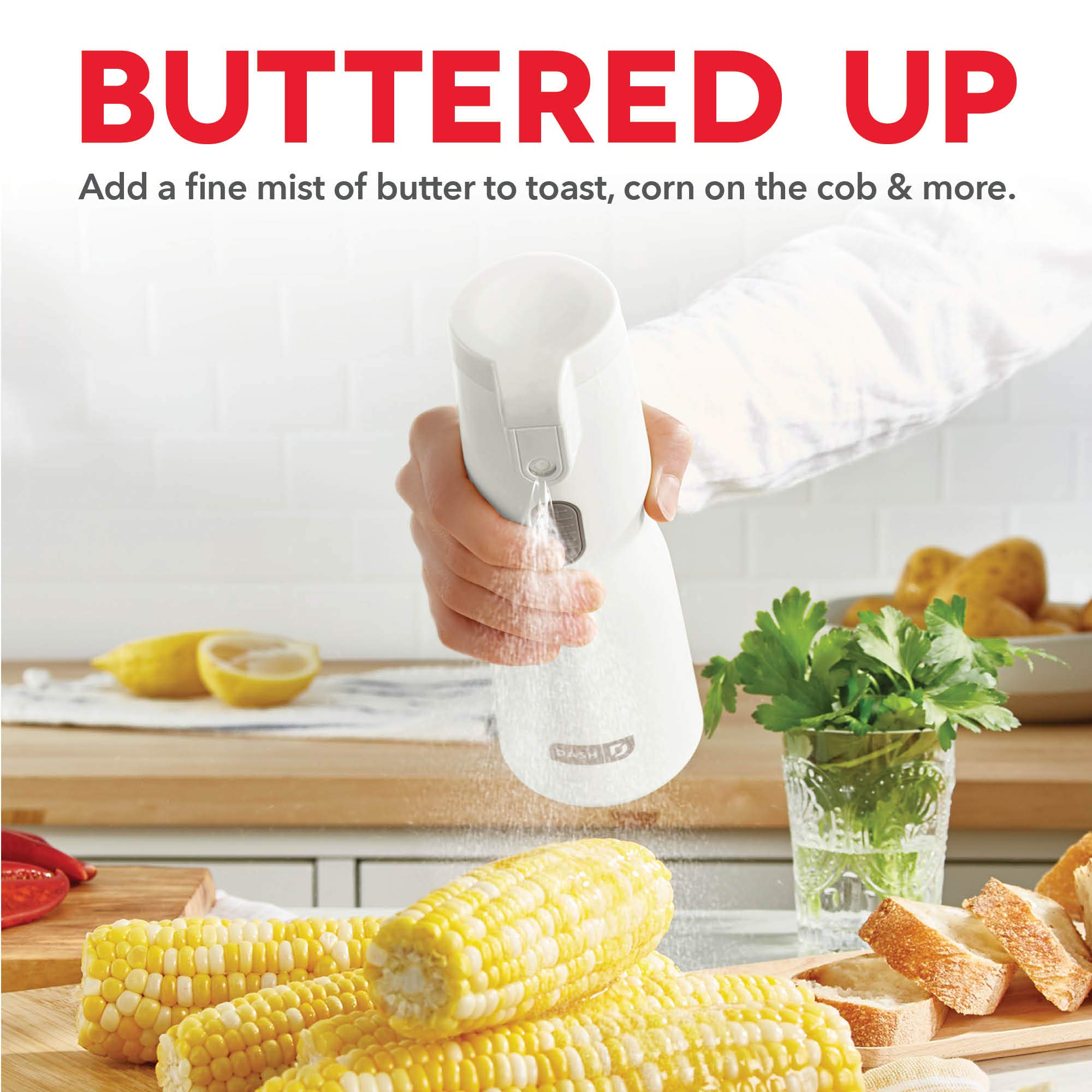 Dash Electric Butter Sprayer, Cordless Butter Sprayer For Popcorn, Toast, Entrees And More - White
