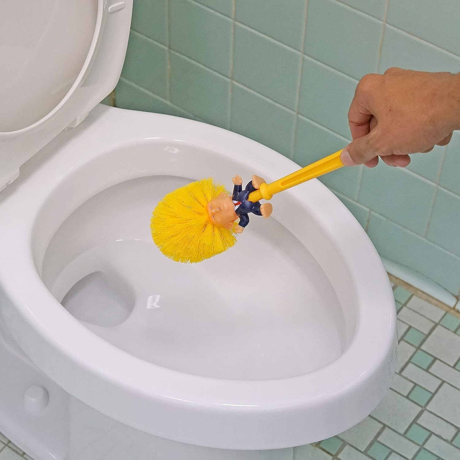Toilet Brush & Toilet Paper Roll Set, Funny Gag Gift Toilet Bowl Brush for Bathroom Cleaning, Political Satire Products