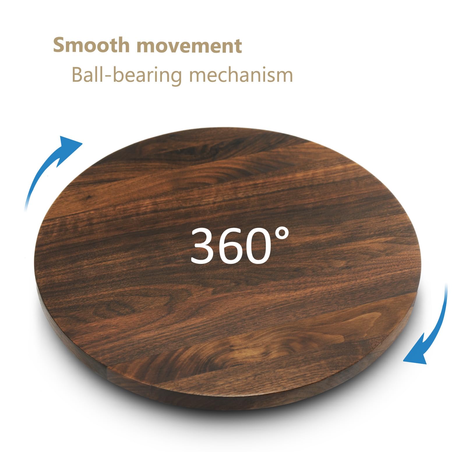 Magigo 15 Inches Black Walnut Wood Lazy Susan, Solid Wooden Round Kitchen Turntable Rotating Tray