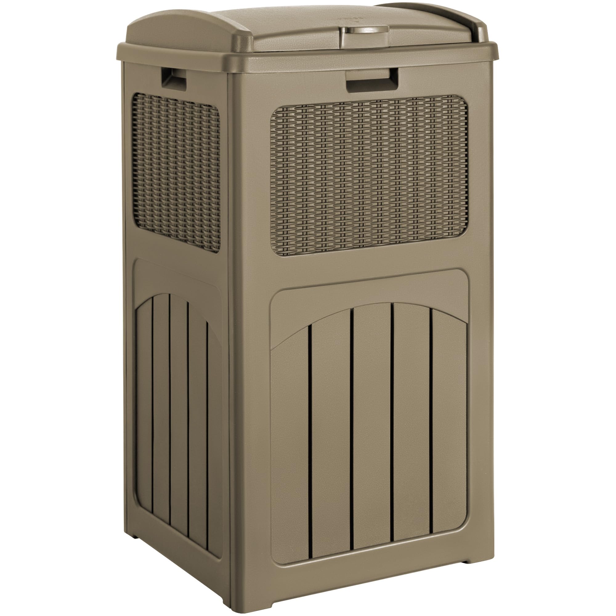 Devoko 33 Gallon Outdoor Trash Can, Hideaway Garbage Bins with Tiered Lid, Waterproof Resin Outside Waste Bins for Patio, Outsid