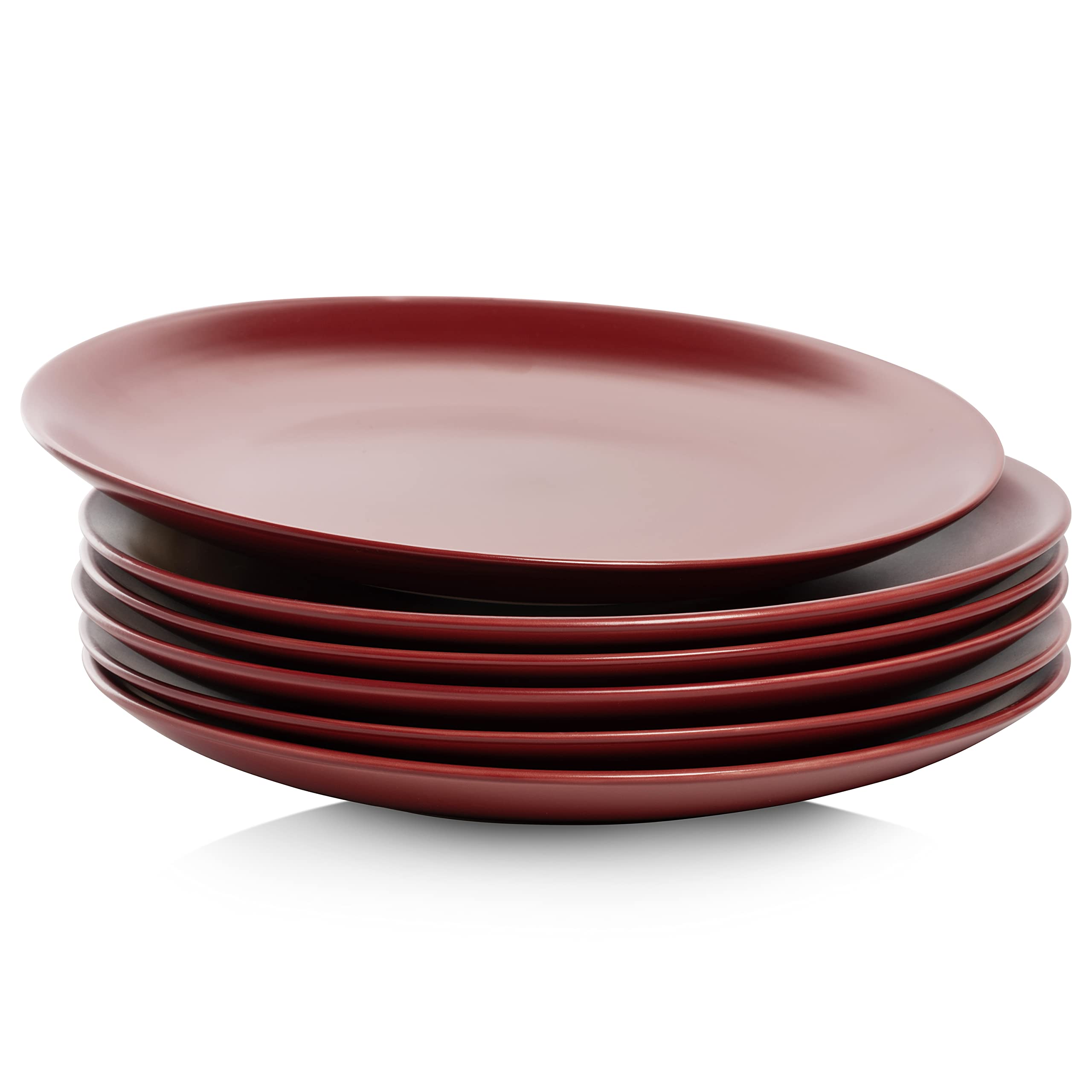 10 Strawberry Street Wazee Matte 105 Coupe Dinner Plate, Set Of 6, Red