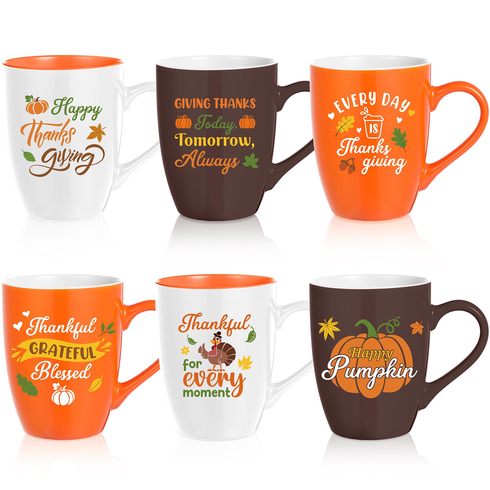 Shellwei 6 Pack 11 Oz Thanksgiving Ceramic Mugs Coffee Cups