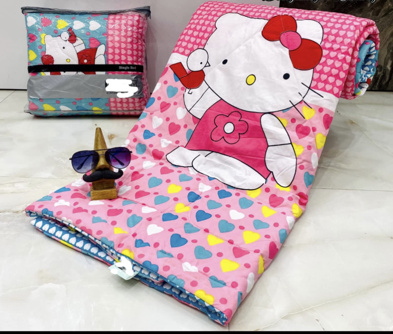 Riftree Glace Cotton Microfibre AllWeather Abstract Printed Single Bed Reversible Ac Comforter Light Weight 60 X 100 Inches Or 