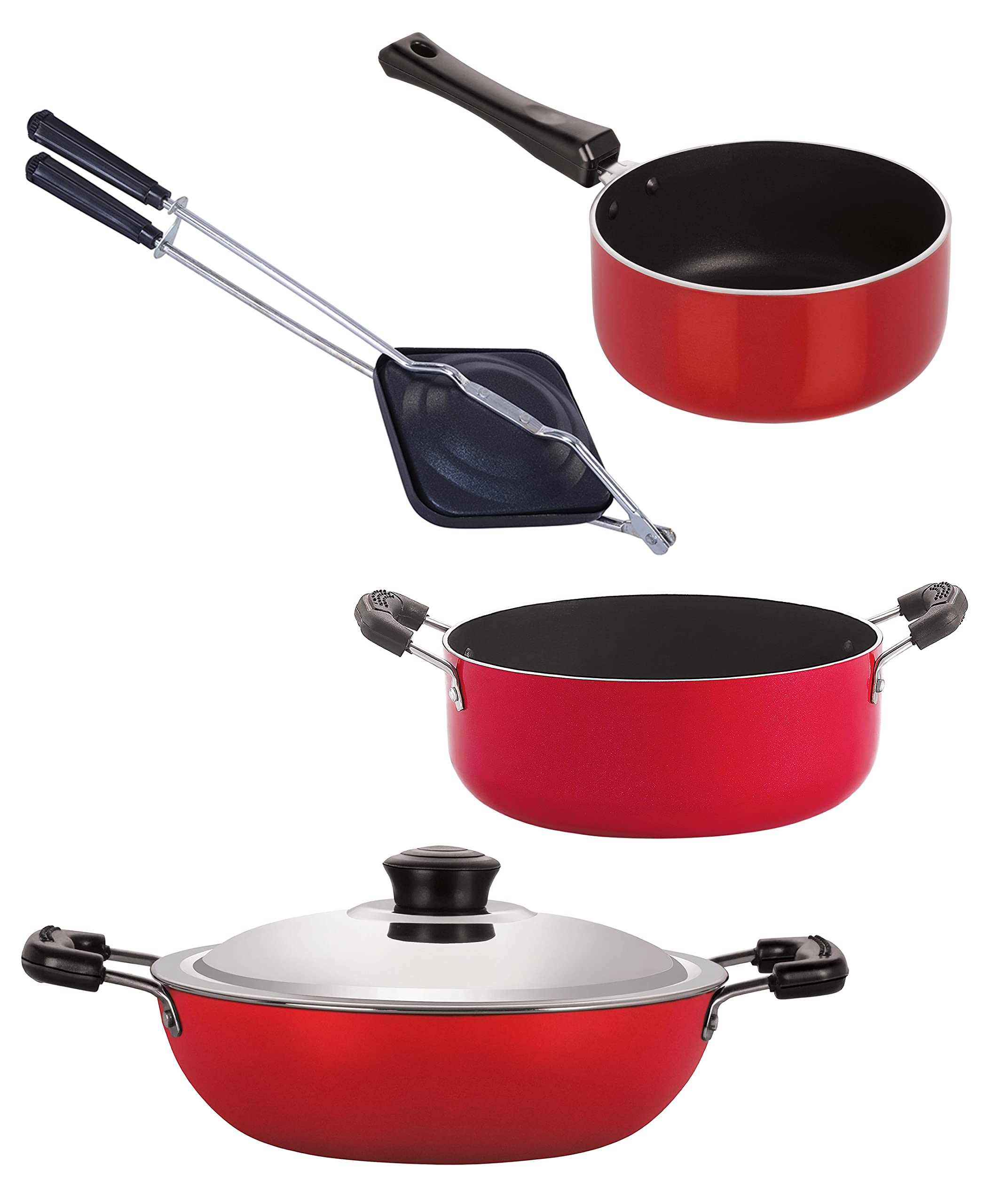 Nirlon Non Stick Pots And Pans Non Stick Cookware Set Of 4 Pieces With Bakelite Handle (Dkd(M)_Sp(B)_Ht_Cs24)