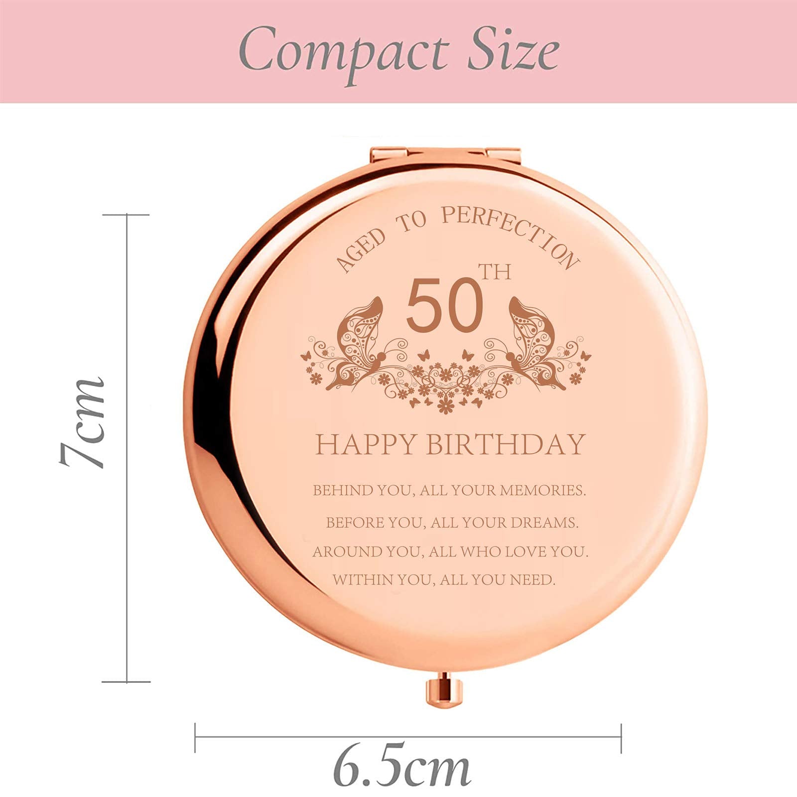 50Th Birthday Gift For Mom Stainless Steel Portable Compact Makeup Mirror Behind You All Your Memories Best 50 Years Old Birthda