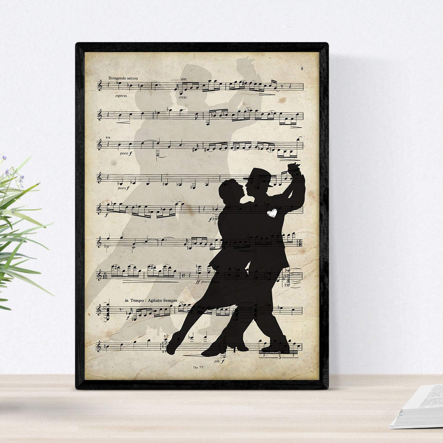 Nacnic Poster Couple Dancing Tango. Sheets Of Images With Sheet Music. Music Design For The Home. 8'X11' Size