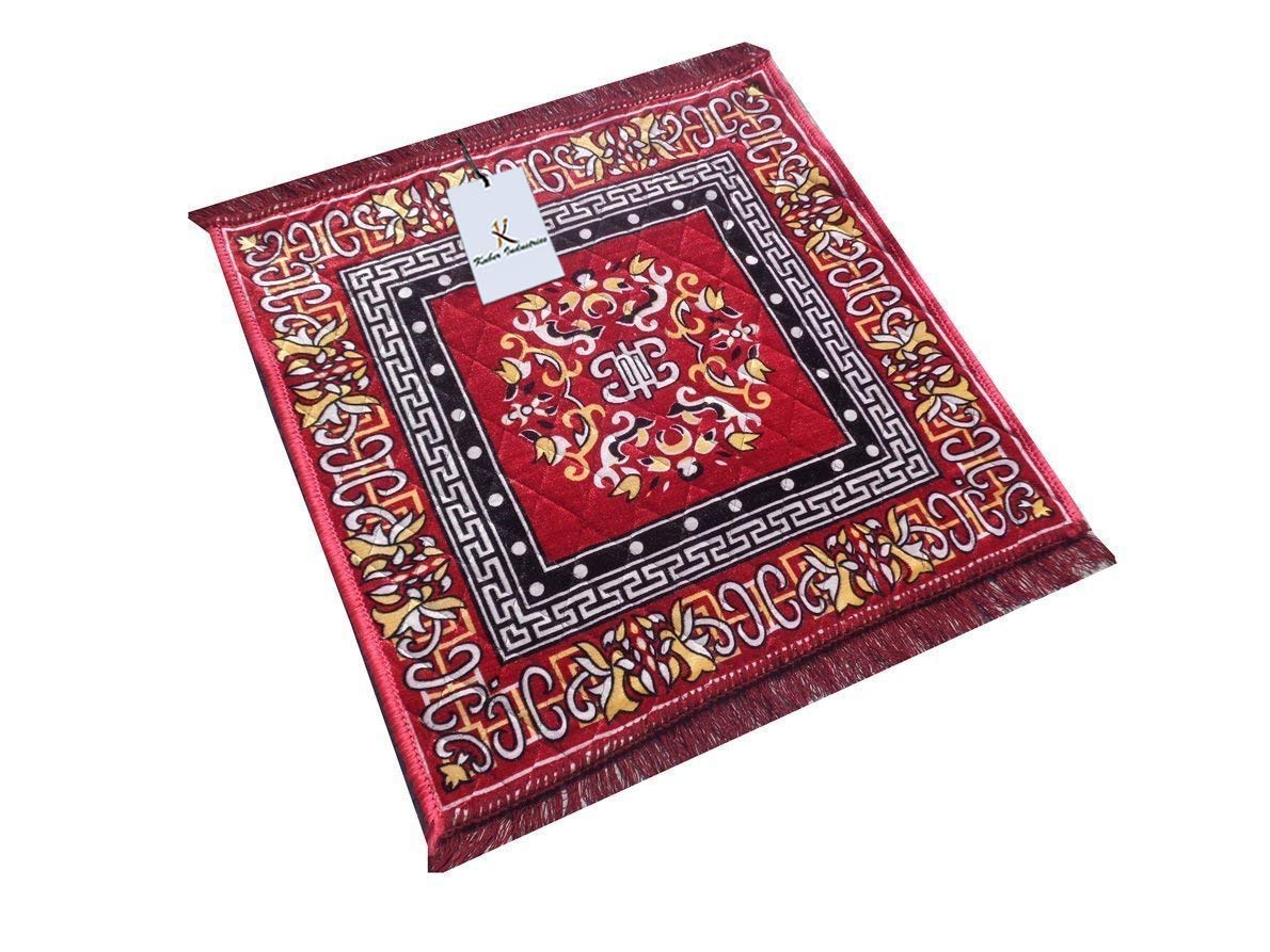 Kuber Industries 2 Piece Velvet Pooja Aasan Mat Set - 24'' X 24'', Multicolour