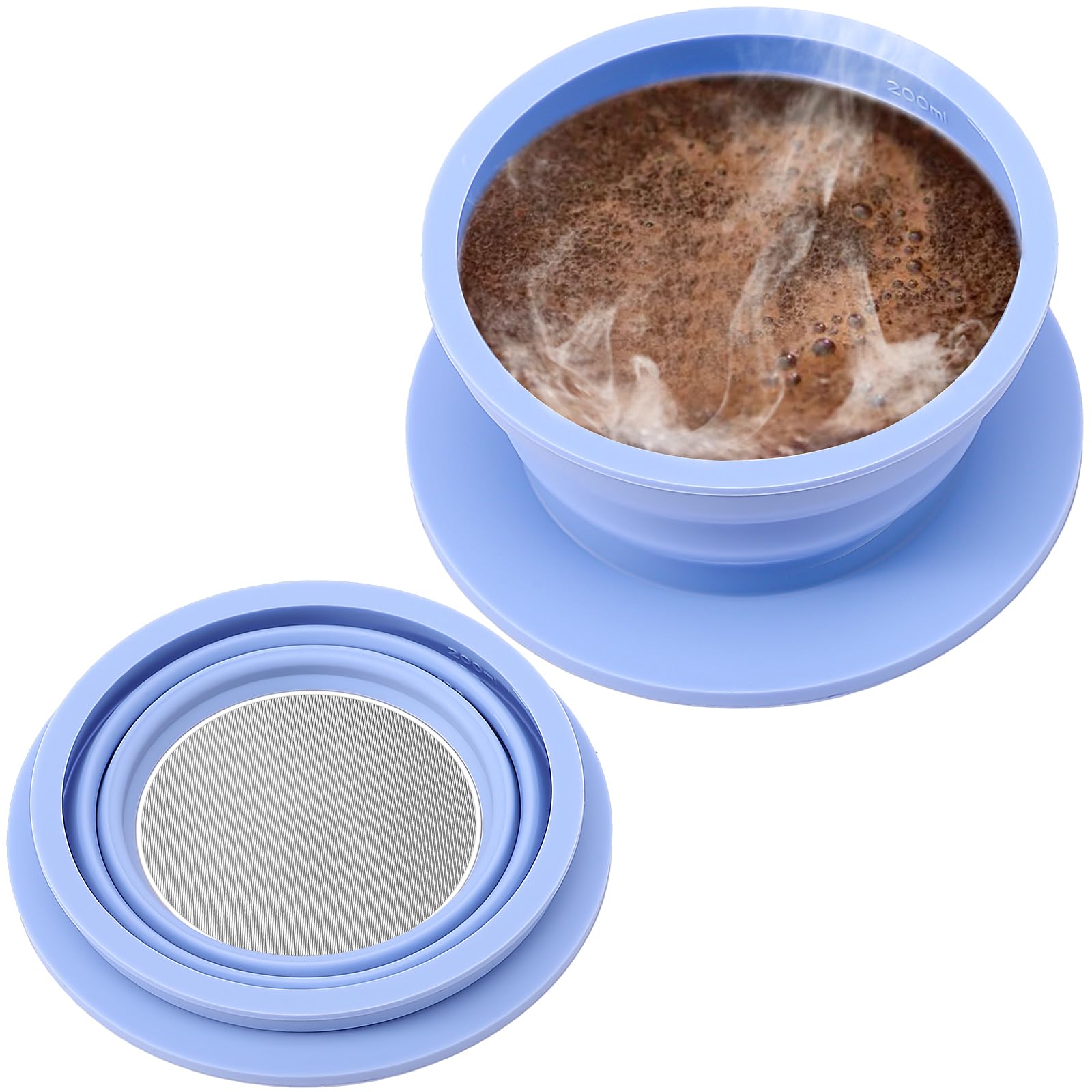 Vvgcs Collapsible Paperless Pour Over Coffee Dripper, Single Cup Travel Pour Over Coffee Maker Camping, Portable Silicone Pourov